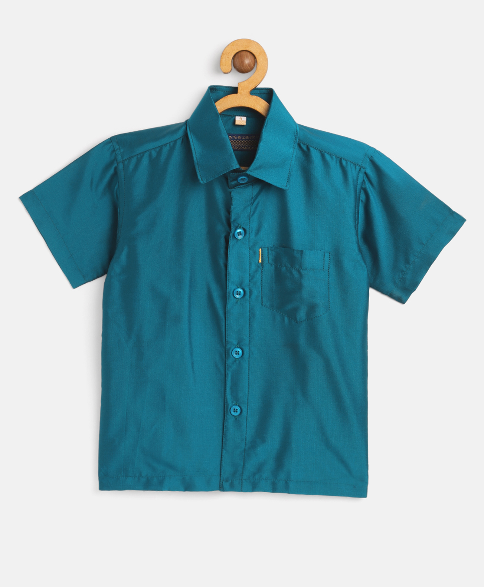 THANGAMAGAN Viscose Half Sleeves Soild Without Lining Shirt - Teal-picture-5