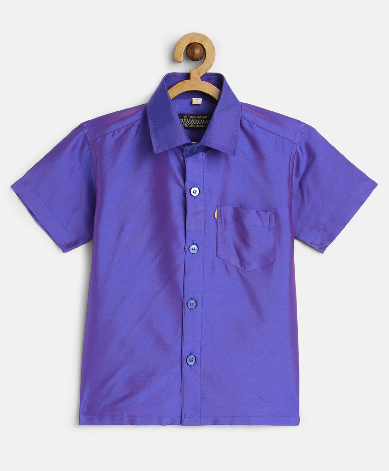 THANGAMAGAN Half Sleeves Solid Shirt - Violet-picture-27