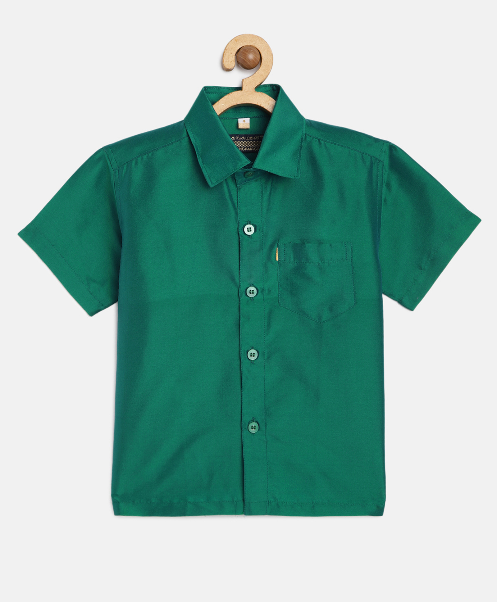THANGAMAGAN Half Sleeves Solid Shirt - Green-picture-21
