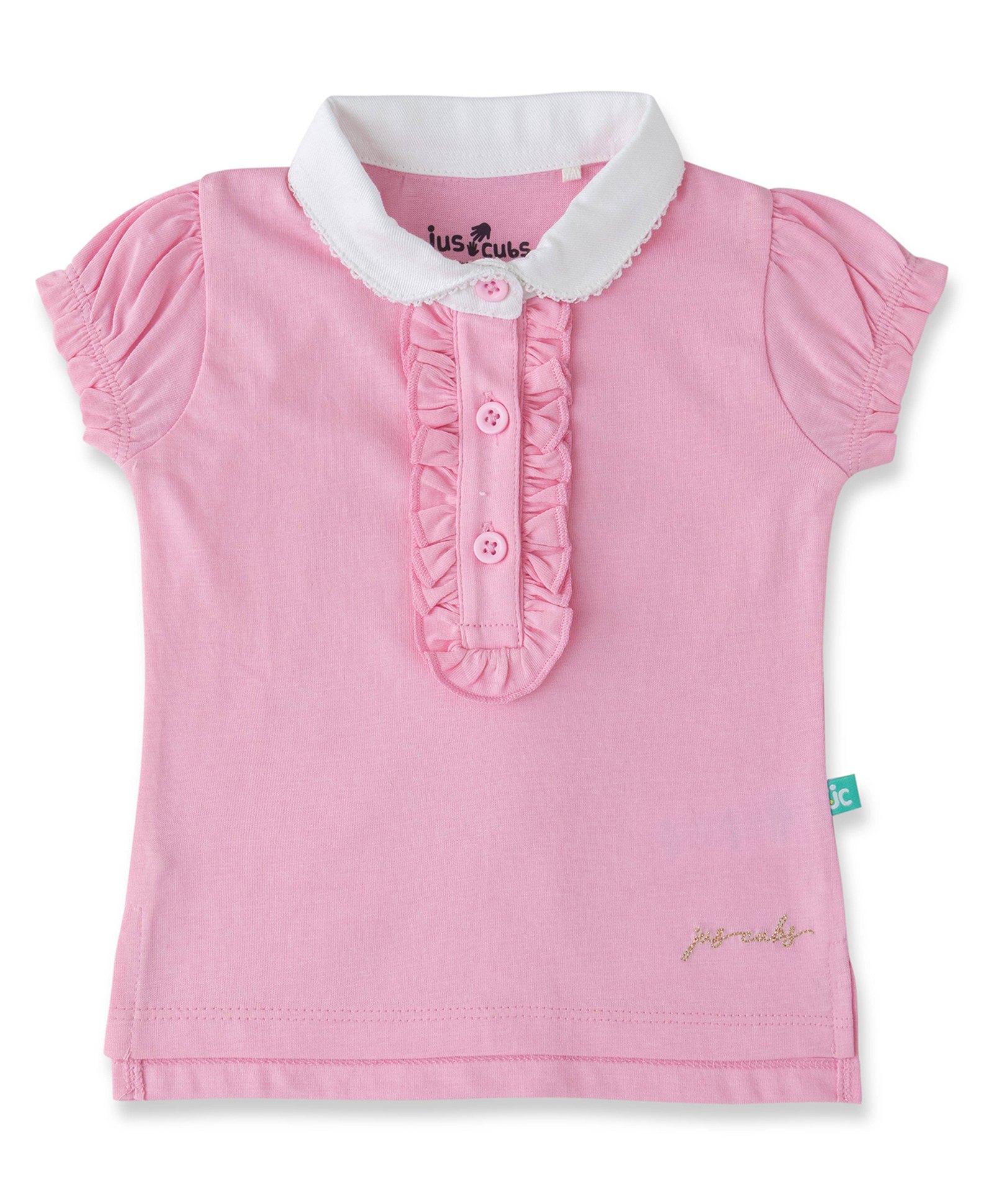 JusCubs Cotton Half Puff Sleeves Solid Top - Pink-picture-12