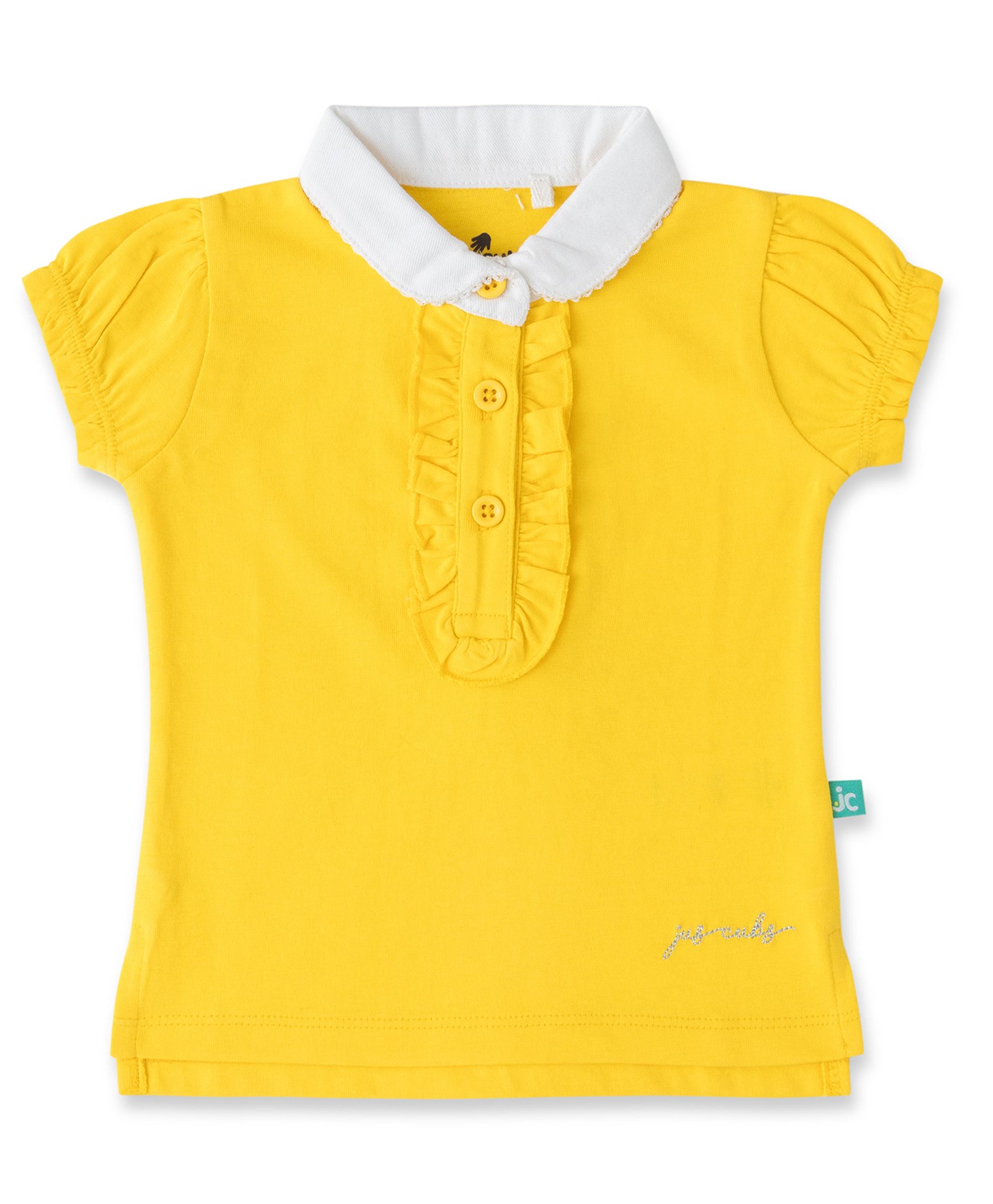 JusCubs Cotton Half Puff Sleeves Solid Top - Yellow-picture-15