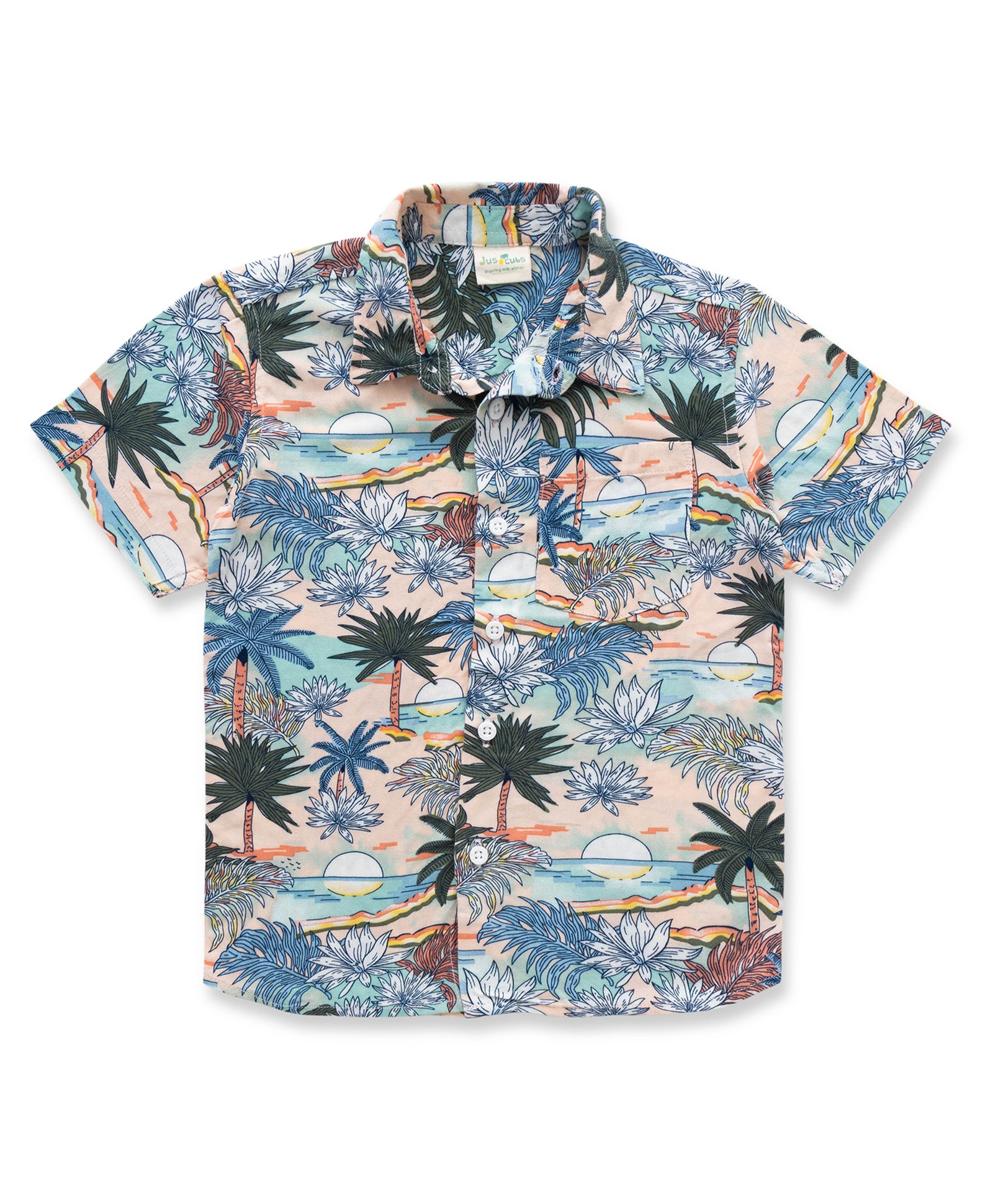 JusCubs Cotton Half Sleeves Tree Printed Shirt - Multi Colour-image-48