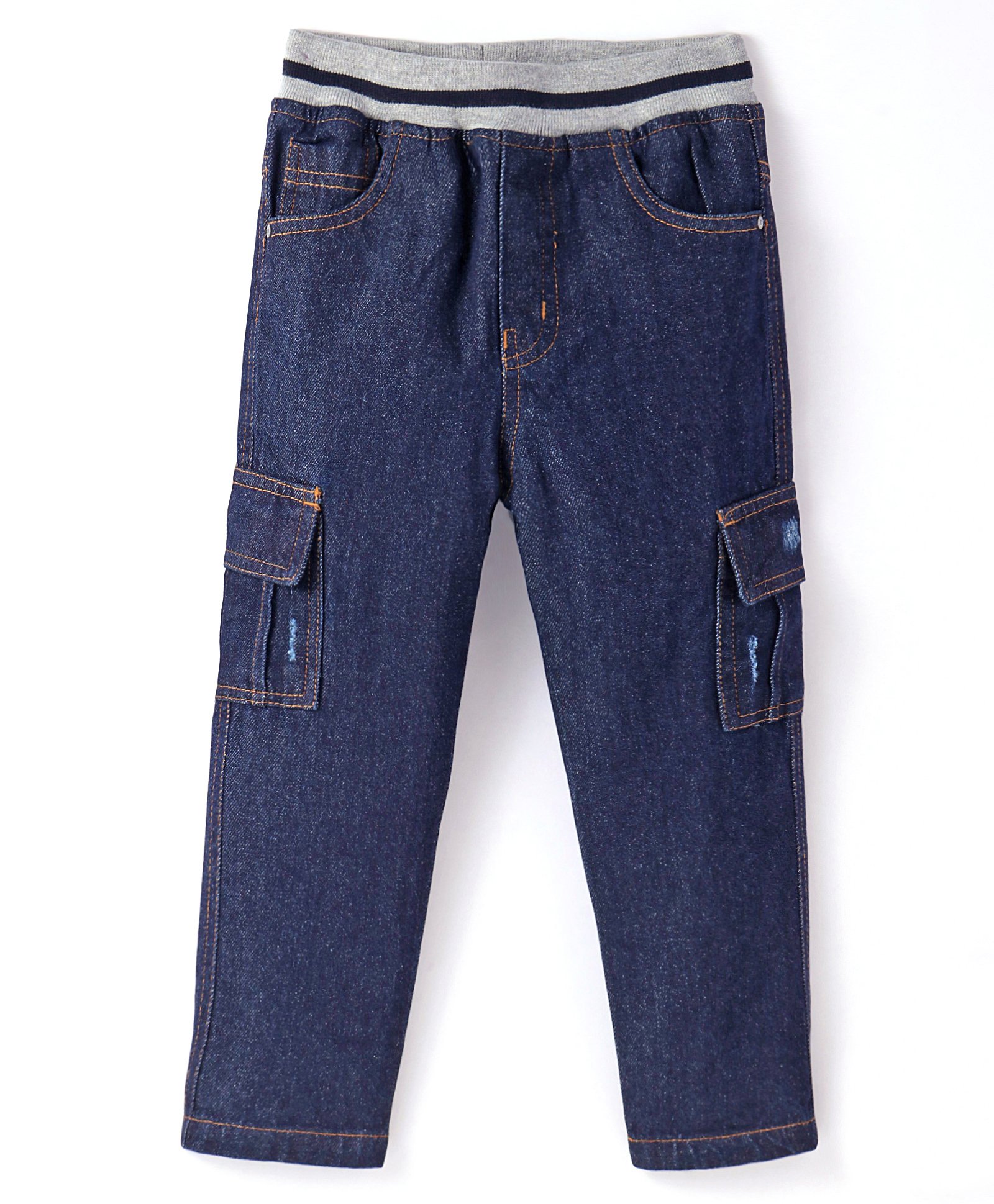 JASH KIDS Knit Full Length Solid Denim Jeans - Navy Blue-picture-20