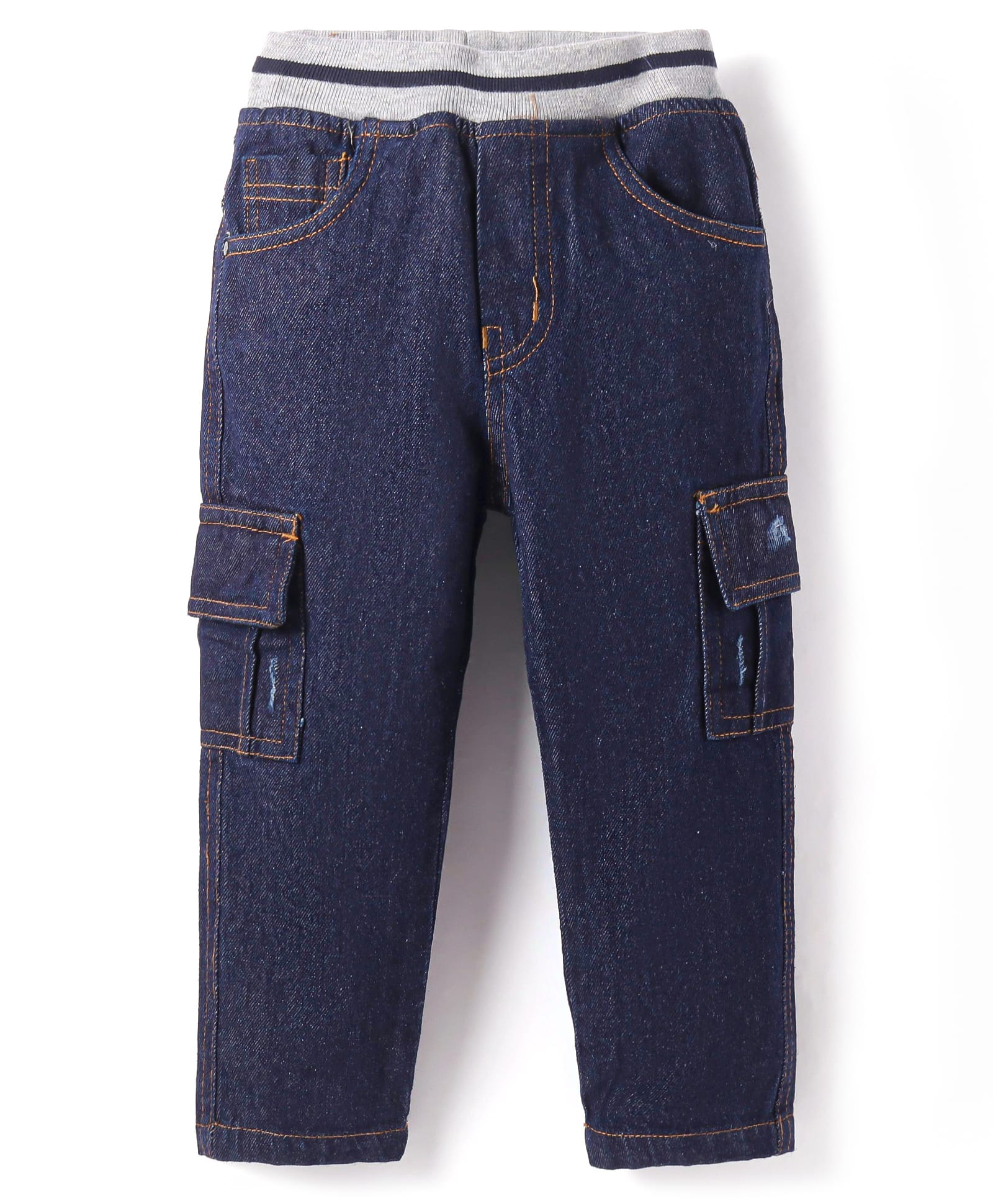 JASH KIDS Knit Full Length Solid Denim Jeans - Navy Blue-picture-21
