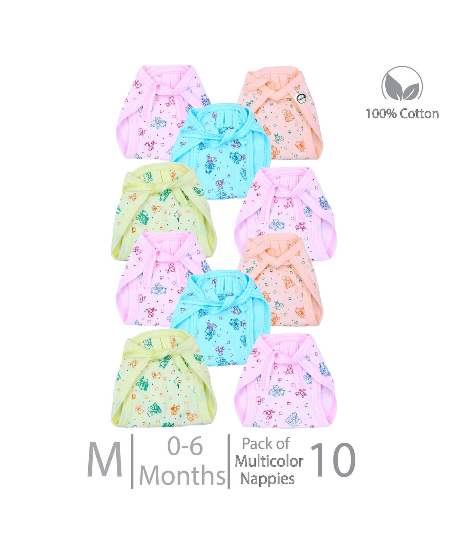 chrish Chirsh Cloth Diapers/Nappies New Born Baby Organic Cotton Cloth Nappy Medium Cloth Nappies With String Washable And Reusable Langot (Multi Color)-picture-13