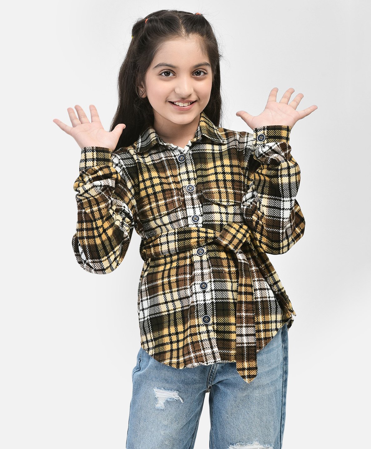 CRIMSOUNE CLUB Cotton Full Sleeves Checked Top  -  Multi-picture-38