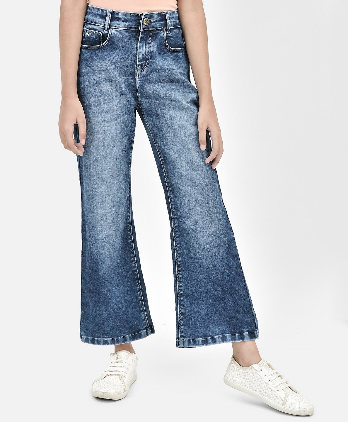 CRIMSOUNE CLUB Mild Washed Bell Bottom Jeans - Blue-picture-18