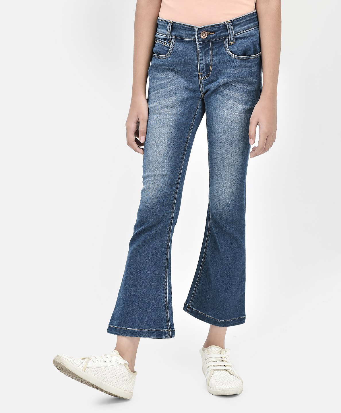 CRIMSOUNE CLUB  Mild Washed Bell Bottom Jeans Blue-picture-26