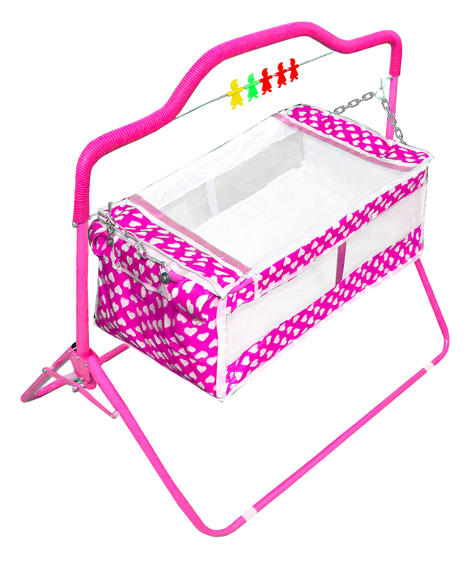 VParents New Born Baby Crib Bassinet cot Swing Cradle Jhula Palna (Pink) - Rosy-picture-23