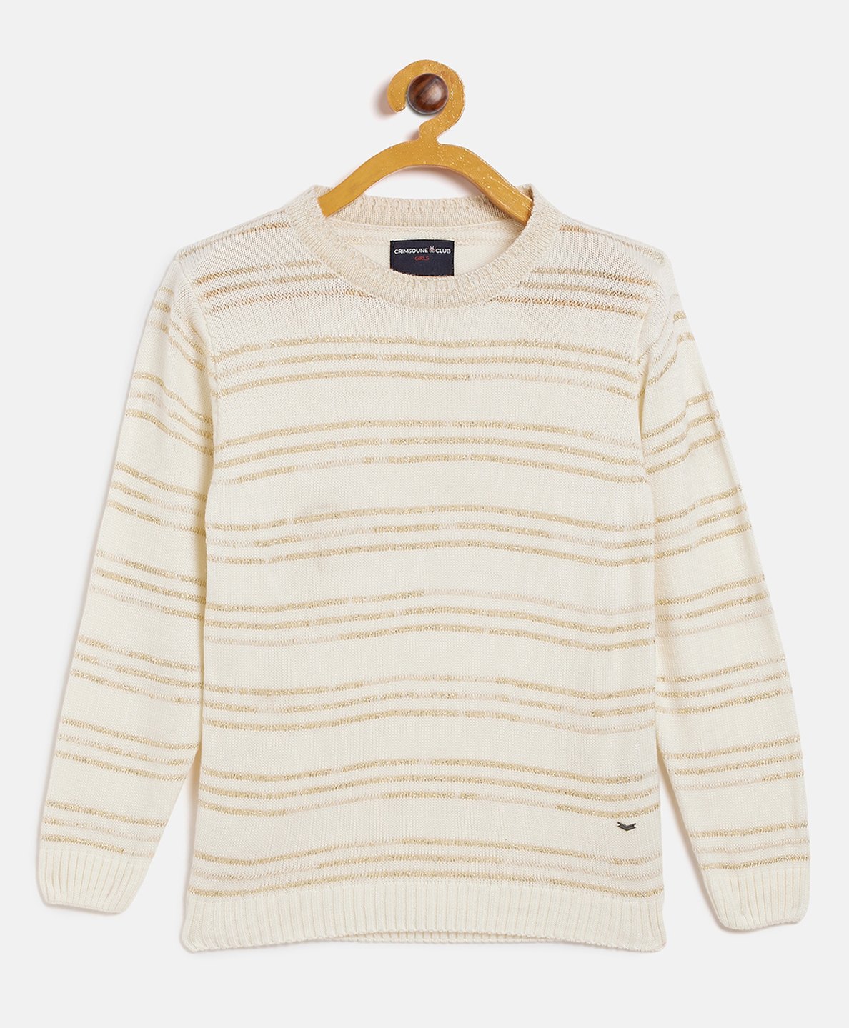 CRIMSOUNE CLUB Full Sleeves Striped Sweater - Off White-picture-13