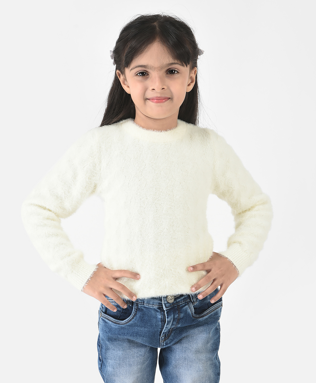 CRIMSOUNE CLUBFull Sleeves SolidSweater-Cream-image-0