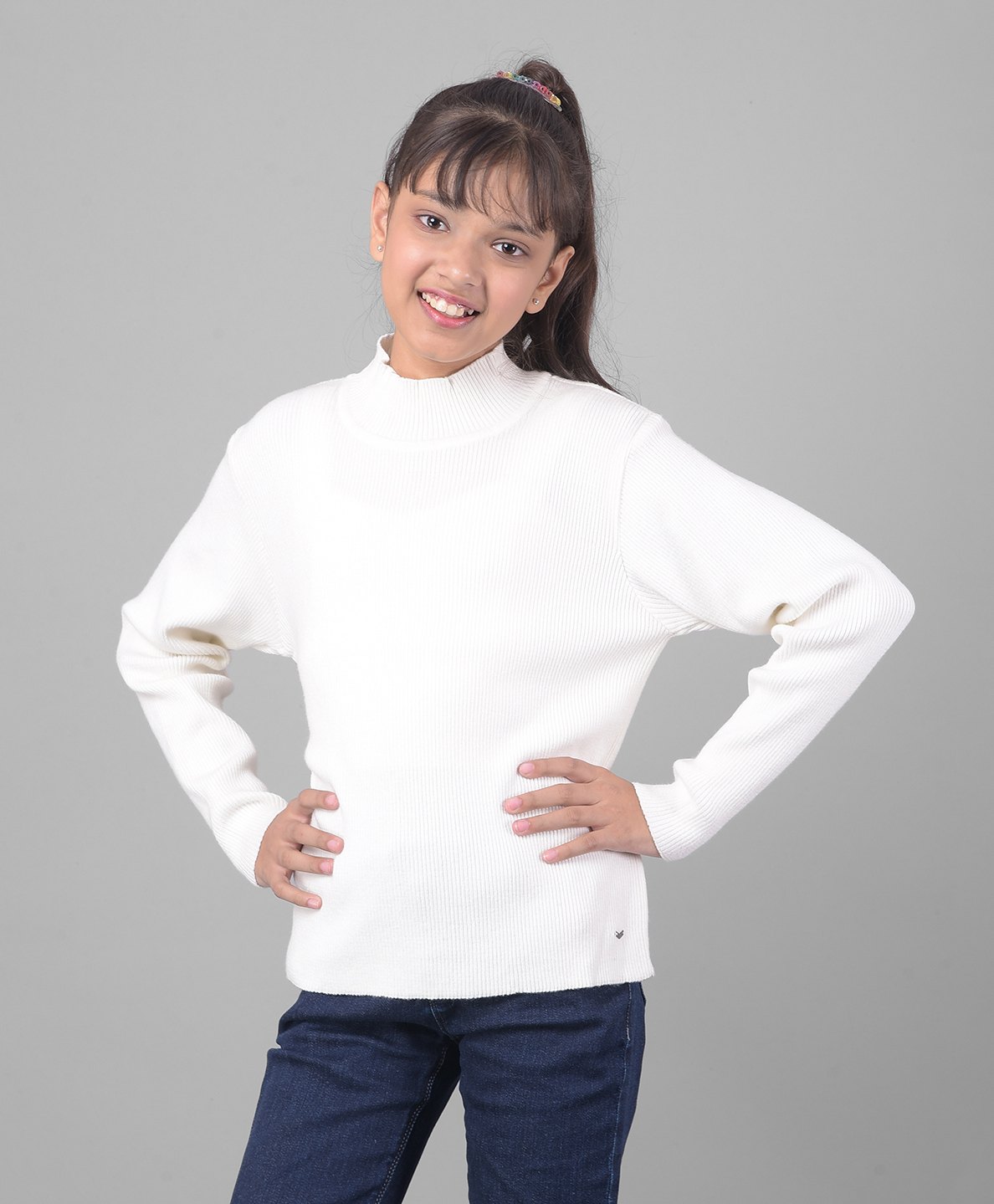 CRIMSOUNE CLUB Full Sleeves Ribbed Sweater - White-image-13