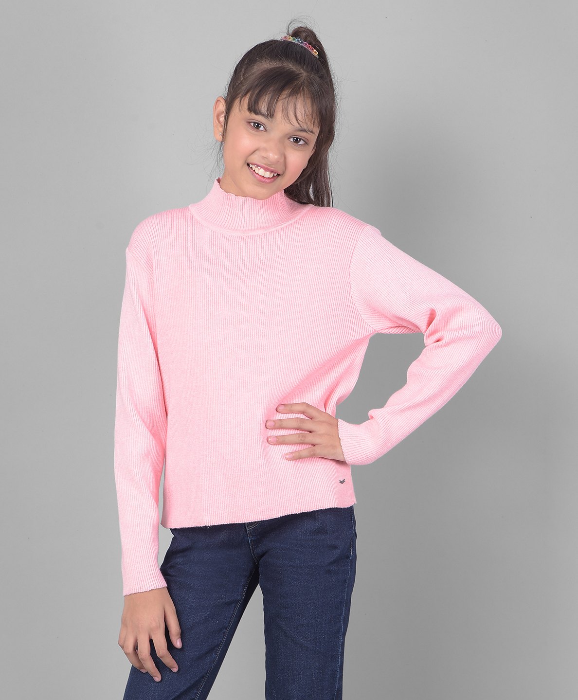 CRIMSOUNE CLUB Full Sleeves Ribbed Sweater - Pink-picture-21