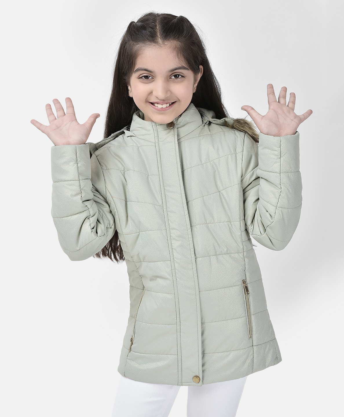 CRIMSOUNE CLUB Full Sleeves Shimmer Detailed Jacket - Green-image-20
