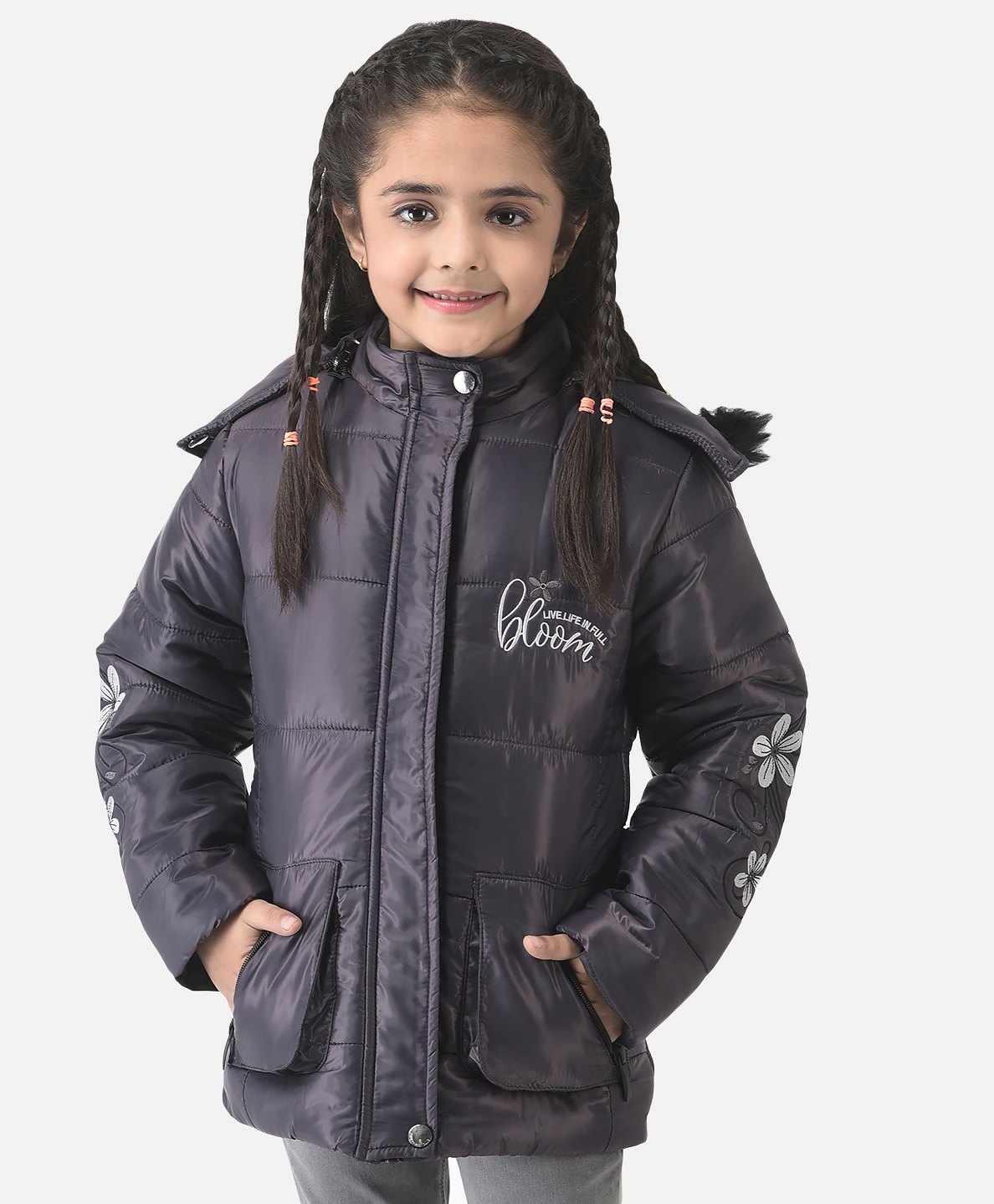 CRIMSOUNE CLUB Full Sleeves Floral & Bloom Text Printed Jacket - Black-image-40