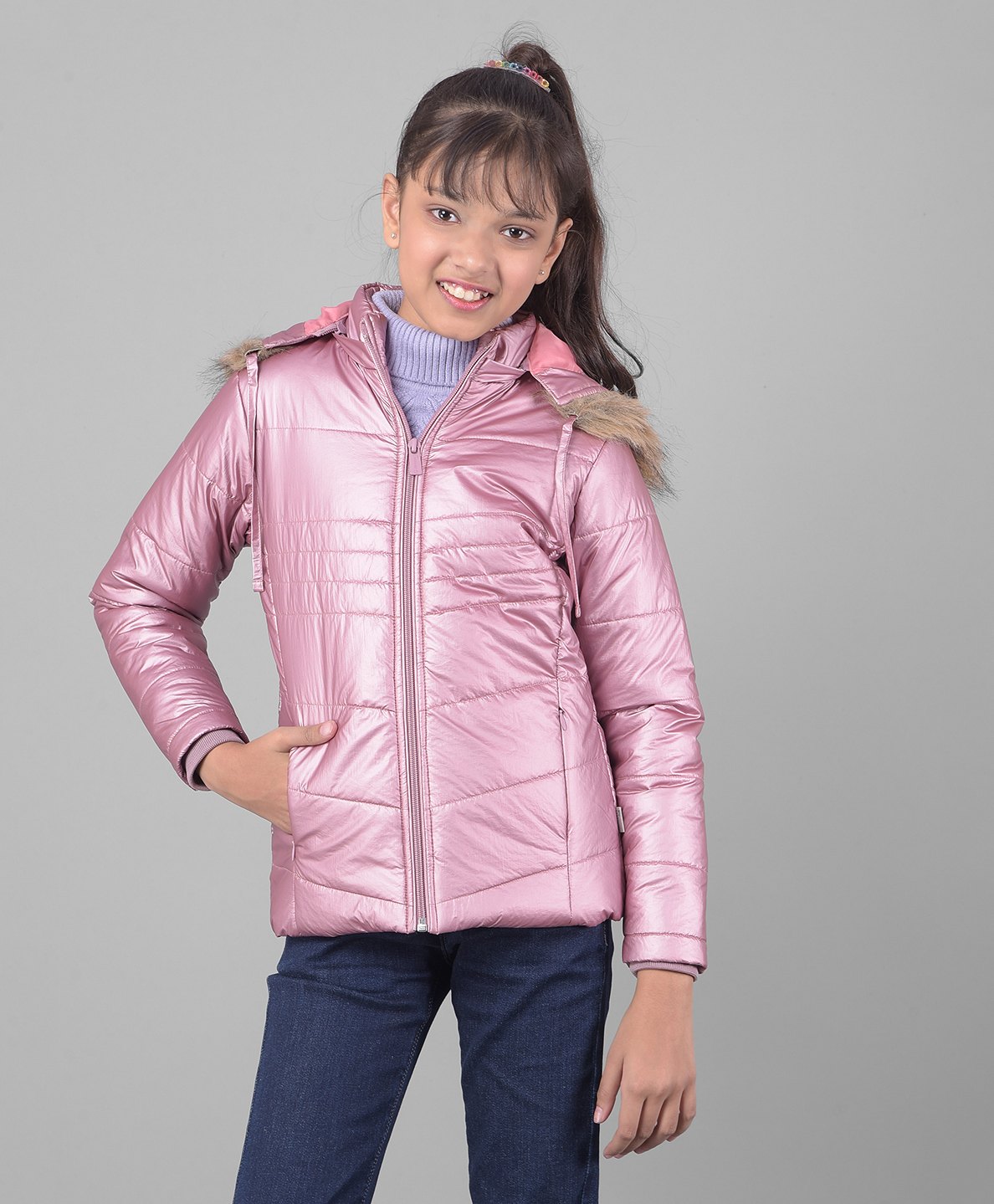 CRIMSOUNE CLUB Full Sleeves Solid Metallic Jacket - Pink-picture-37