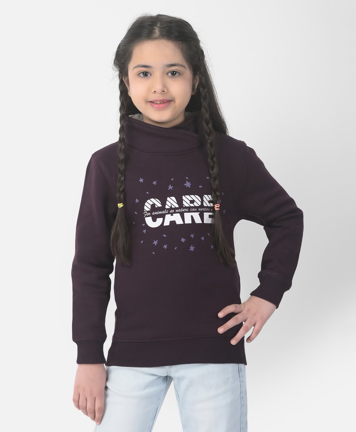 CRIMSOUNE CLUB Full Sleeves Cotton Floral & Text Printed Sweatshirt - Purple-image-43
