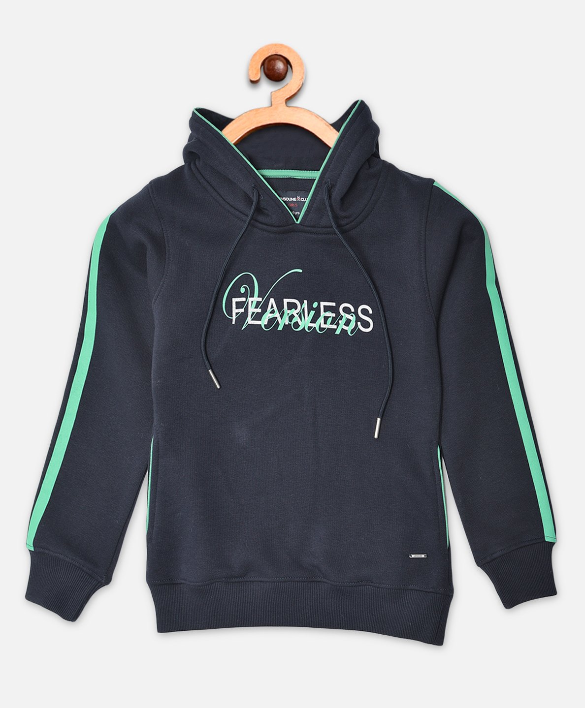 CRIMSOUNE CLUB Cotton Full Sleeves Fearless Version Text Printed Sweatshirt - Navy Blue-picture-24