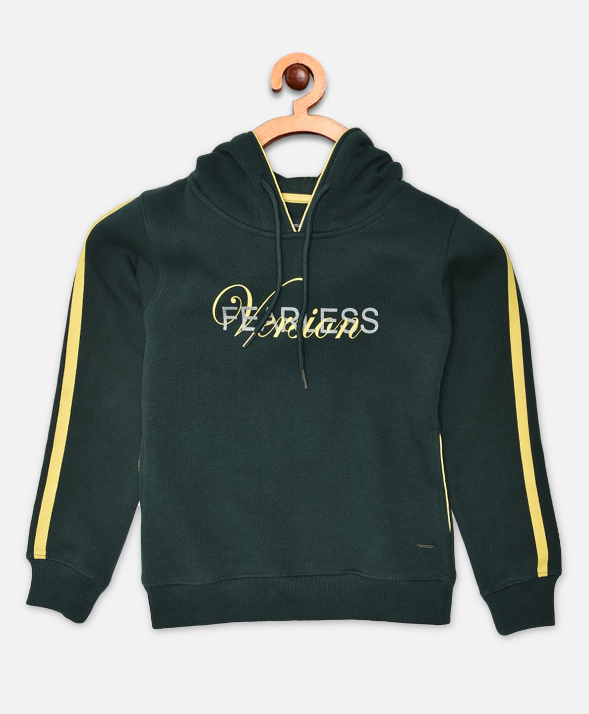 CRIMSOUNE CLUB Cotton Full Sleeves Fearless Version Text Printed Sweatshirt - Green-image-19