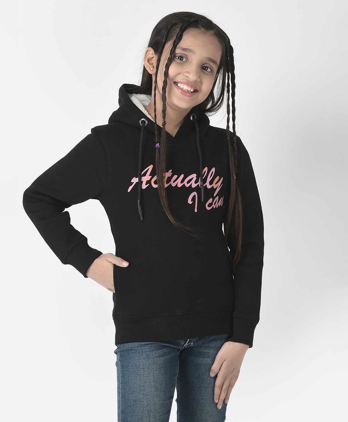 CRIMSOUNE CLUB Cotton Full Sleeves Actually I Can Text Printed Sweatshirt - Black-picture-16