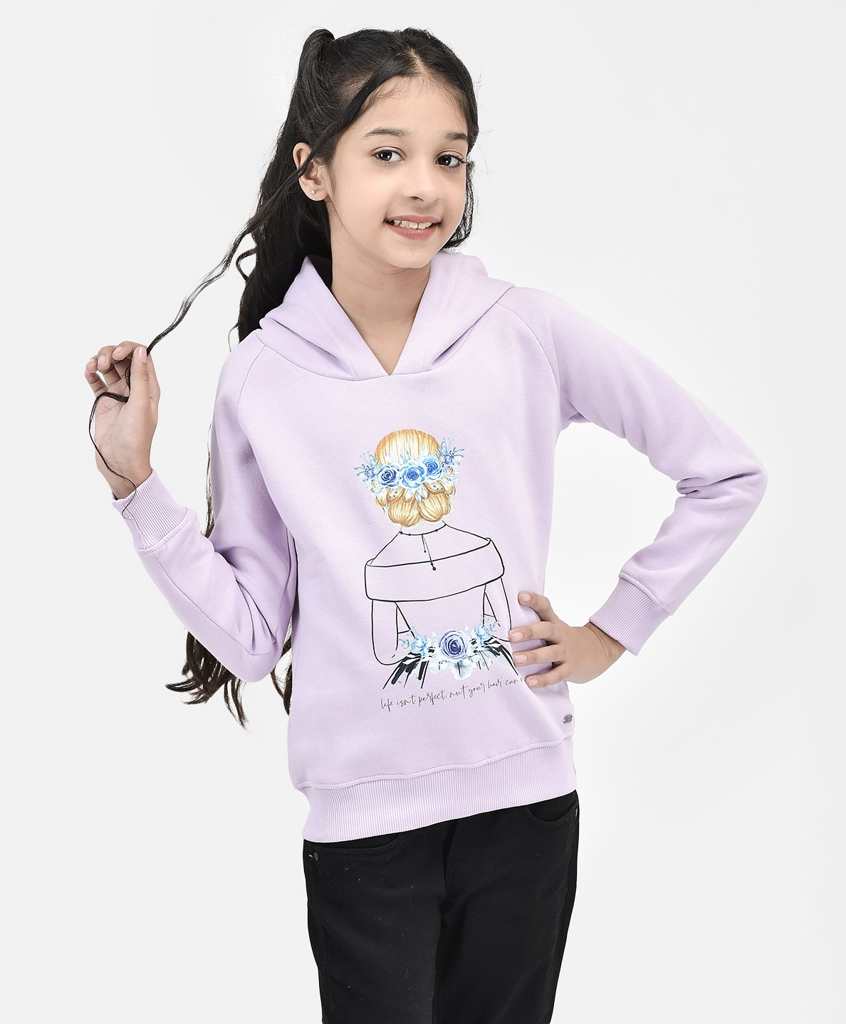 CRIMSOUNE CLUB Cotton Full Sleeves  Colour Block You Are Beautiful Text Printed Hooded Sweatshirt - Purple-picture-28