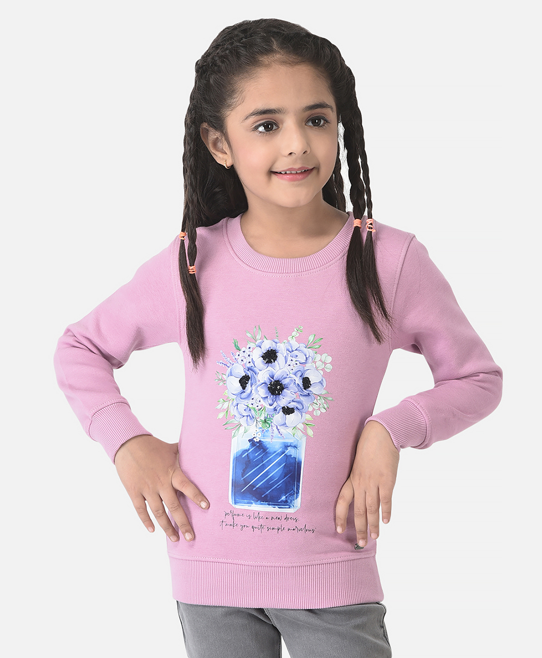 CRIMSOUNE CLUB Cotton Full Sleeves Floral Printed Sweatshirt - Mauve-picture-35