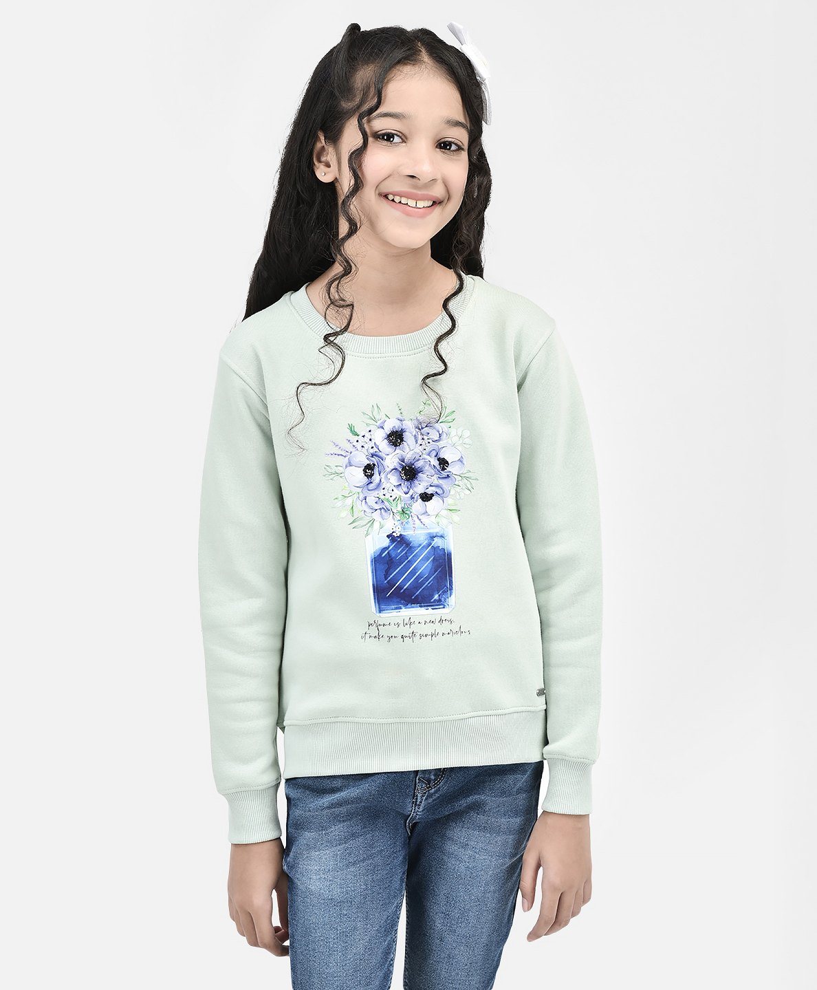 CRIMSOUNE CLUB Cotton Full Sleeves Floral Printed Sweatshirt - Green-picture-37
