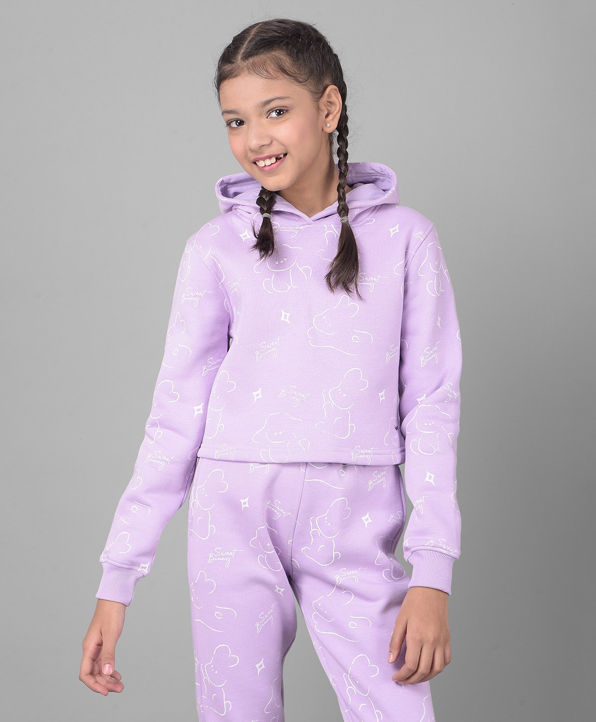 CRIMSOUNE CLUB Cotton Full Sleeves Bunny Printed Sweatshirt - Purple-image-44