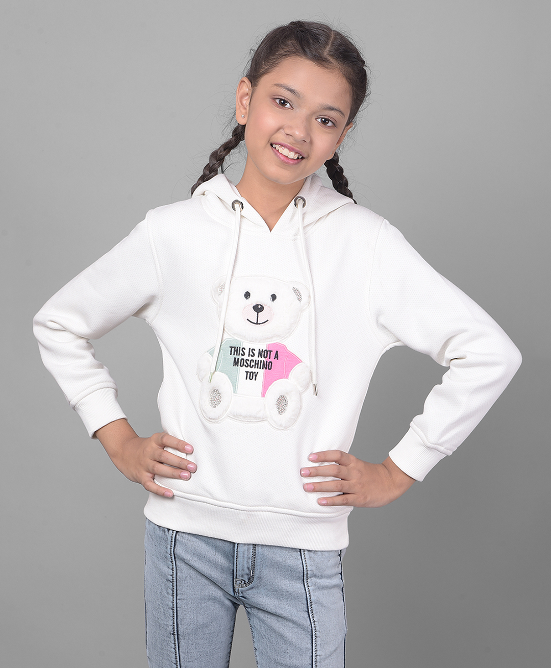 CRIMSOUNE CLUB Cotton Full Sleeves Teddy Bear Printed Sweatshirt - White-picture-16