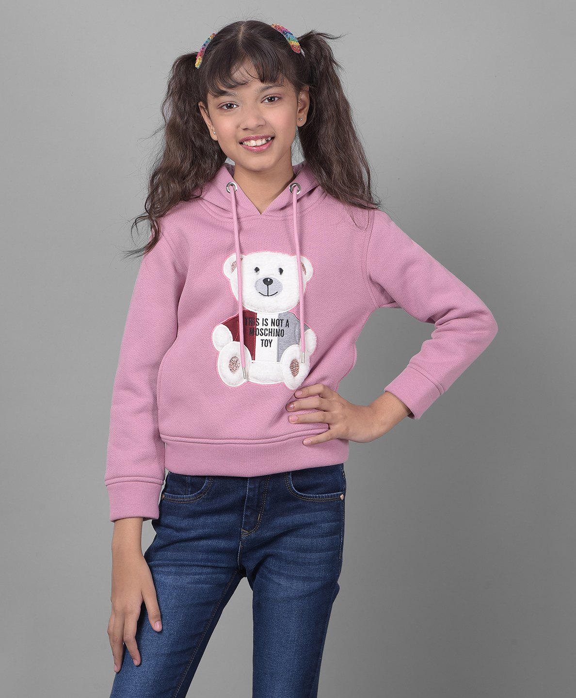 CRIMSOUNE CLUB Cotton Full Sleeves Bear Patch Detailed Sweatshirt - Pink-image-41
