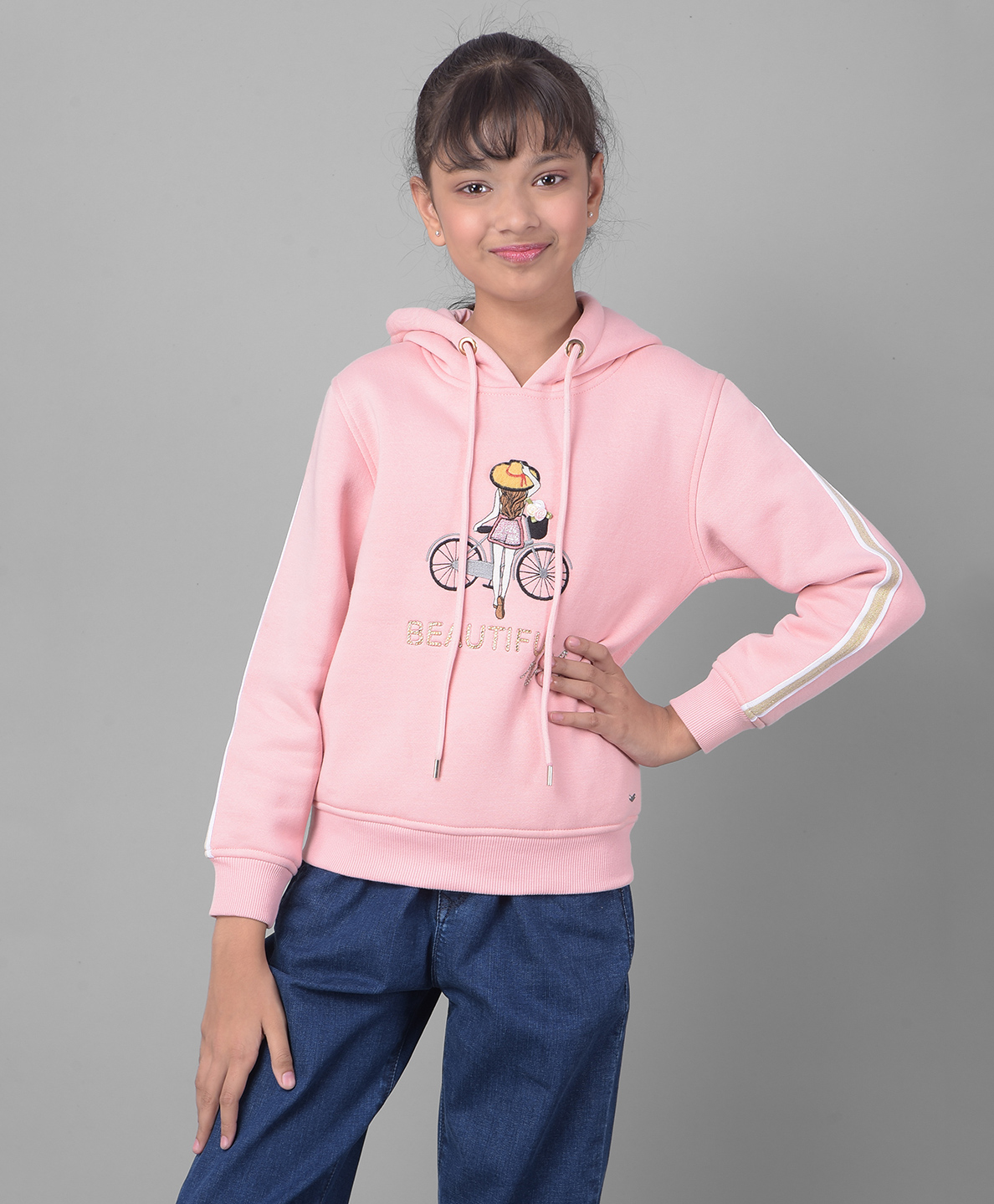 CRIMSOUNE CLUB Cotton Full Sleeves Girl Embroidered Sweatshirt - Pink-picture-24