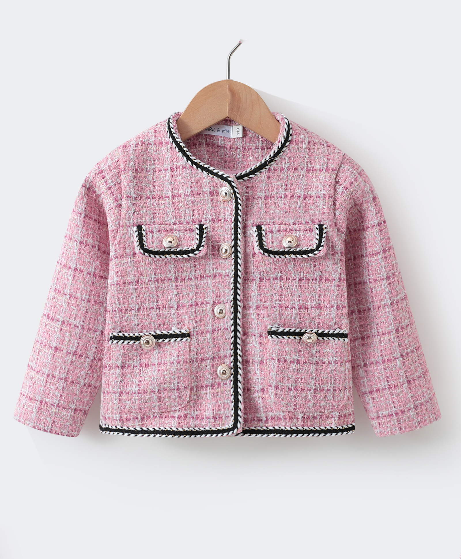Kookie Kids Full Sleeves Checkered Jacket with Pockets - Pink-image-23