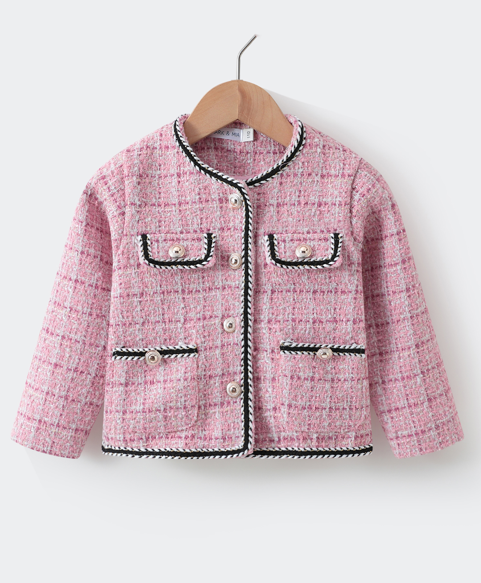 Kookie Kids Full Sleeves Checkered Jacket with Pockets - Pink-picture-25