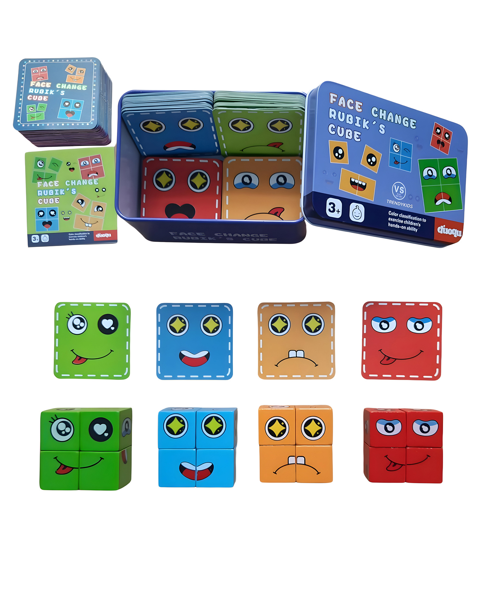 Akn Toys Emoji Cube Face Change GameLearning Educational Emotion Change Blocks, Expressions Puzzles Toy With 16 Cube, 36 Challenge Card, 18 Double Sided Montessori Toy - Color May Vary-image-9