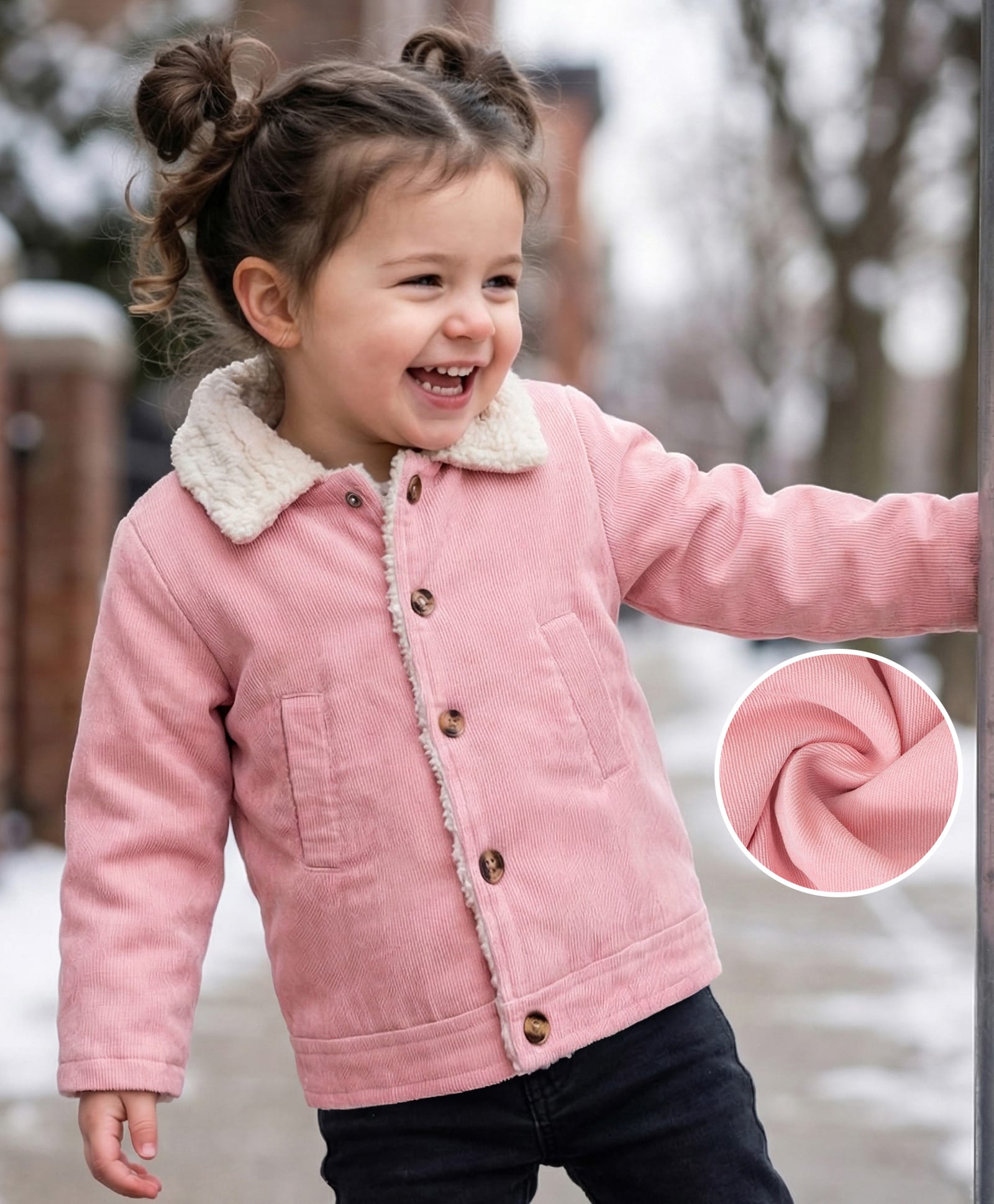 Kookie Kids Full Sleeves Jacket with Pocket & Fur Detailing - Pink-image-47
