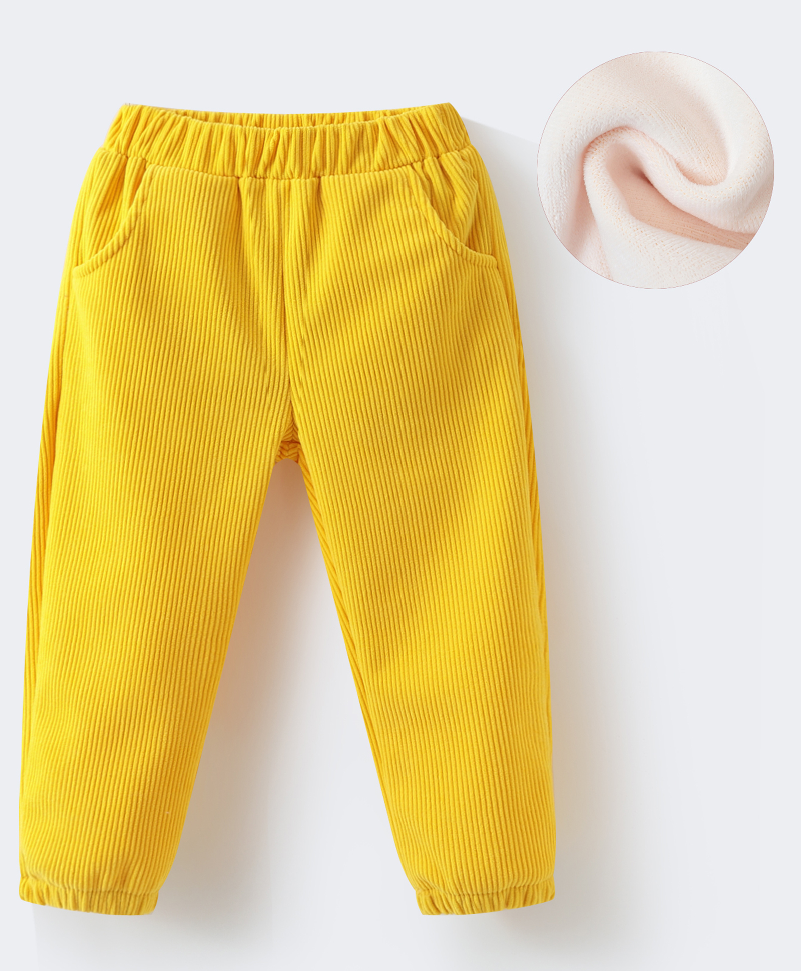 Kookie Kids Cotton Full Length Solid Color Lounge Pant with Bear Embroidery - Yellow-picture-15
