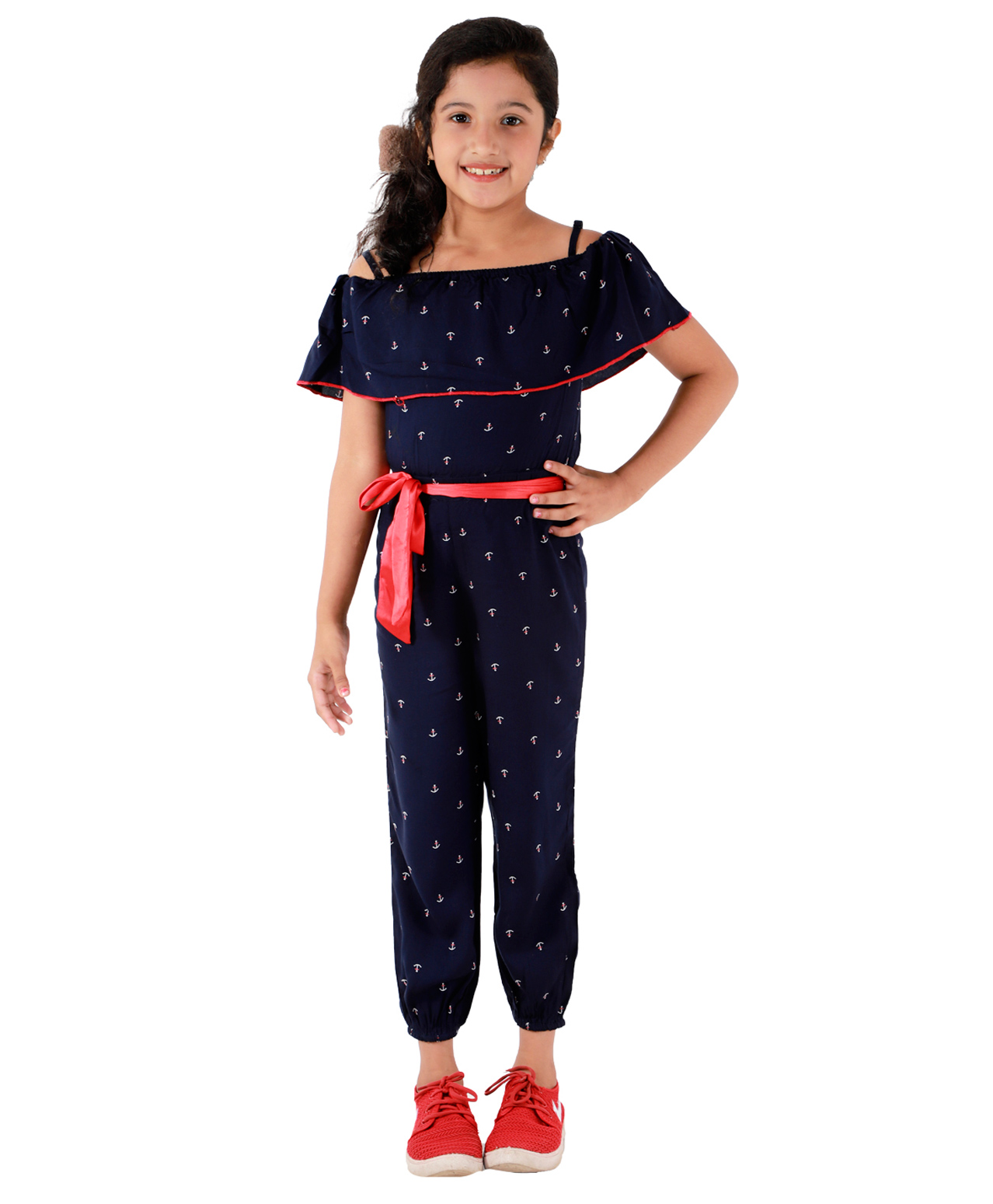 Kids Cave Cold Shoulder Printed Jumpsuit - Blue-picture-13