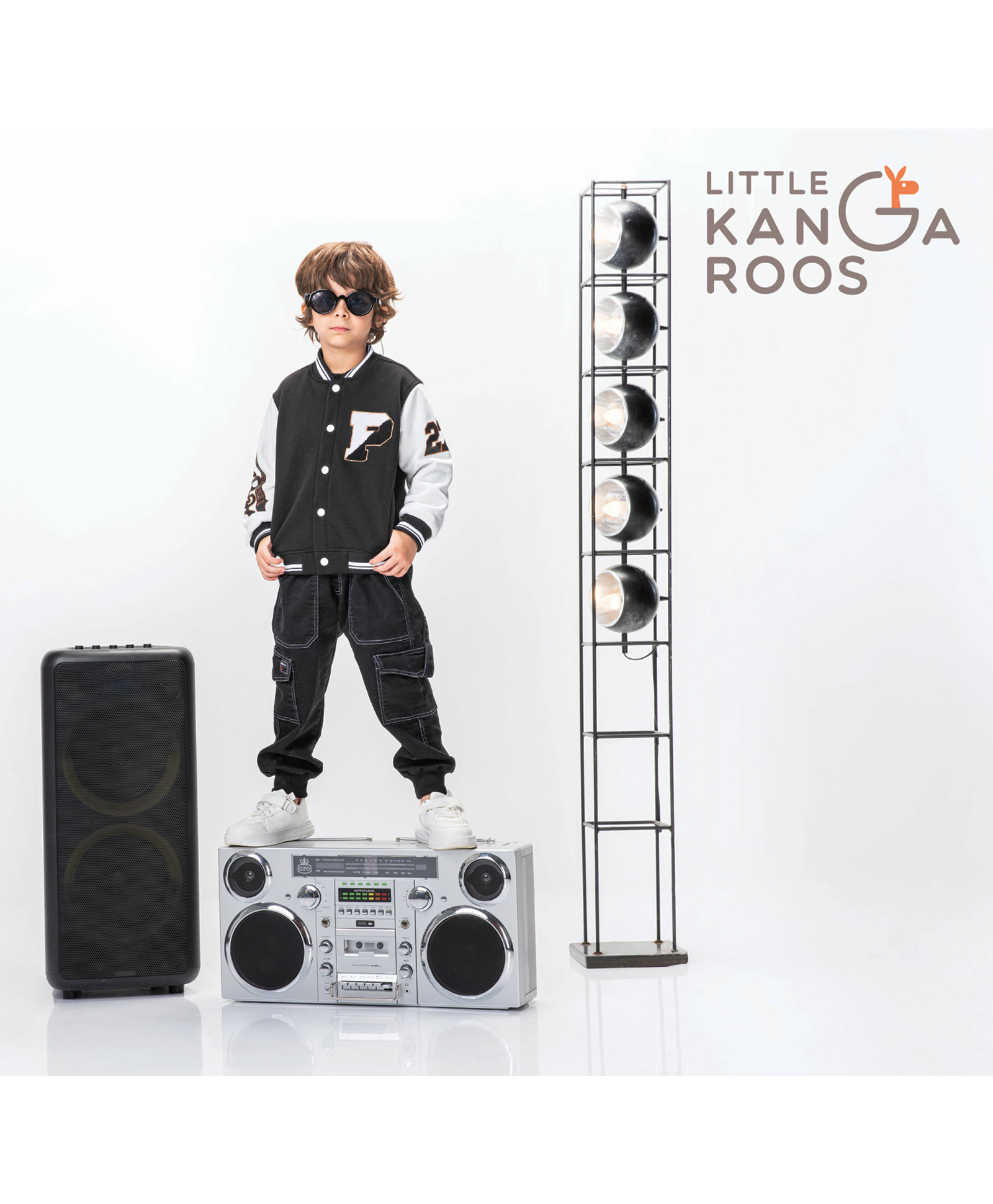 Little Kangaroos Cotton Full Length Denim Jeans with Cargo Pockets Solid Colour - Black-image-43