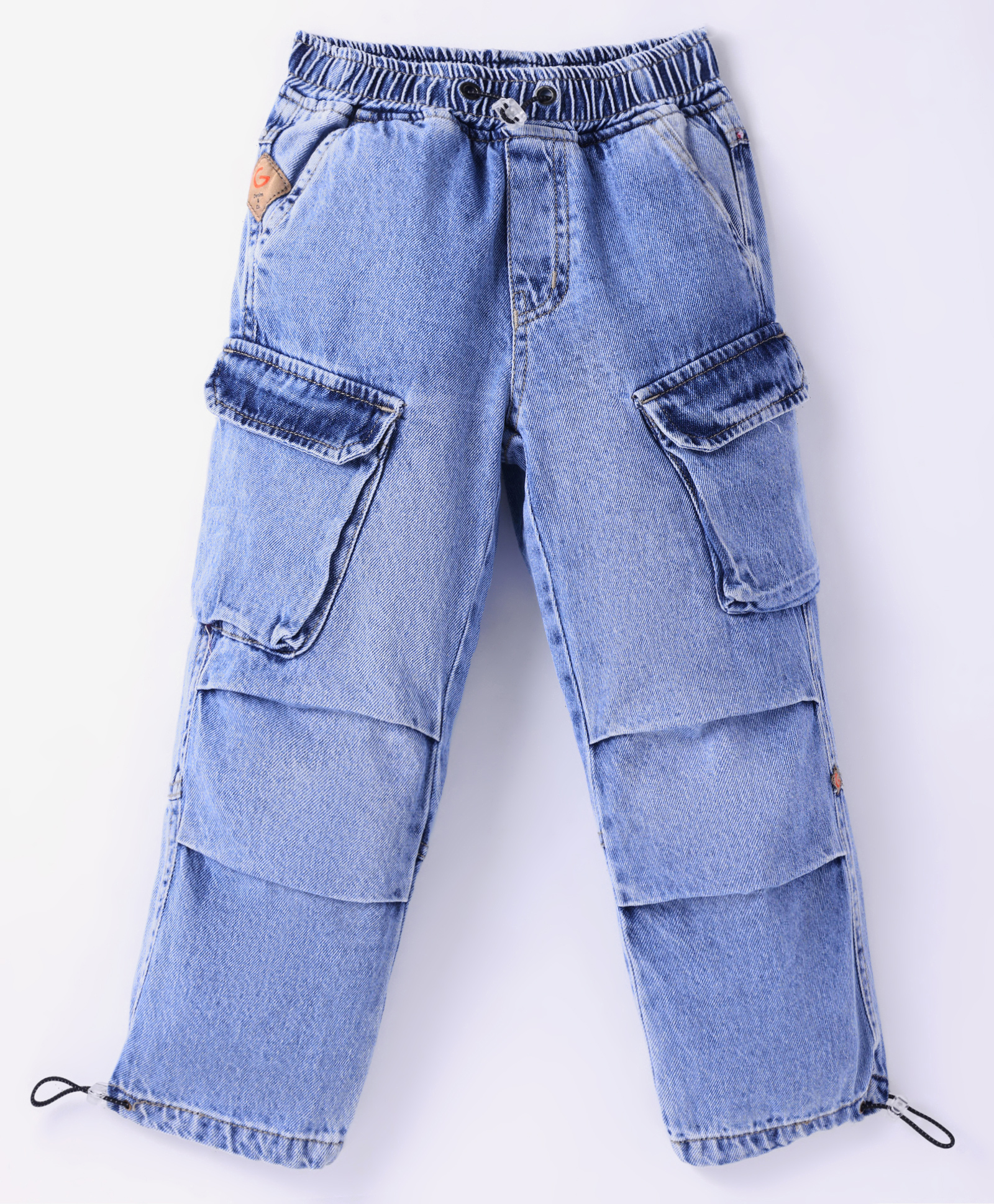 Little Kangaroos Full length Denim Jeans With Side Pockets & Patch Detailing - Light Blue-picture-18