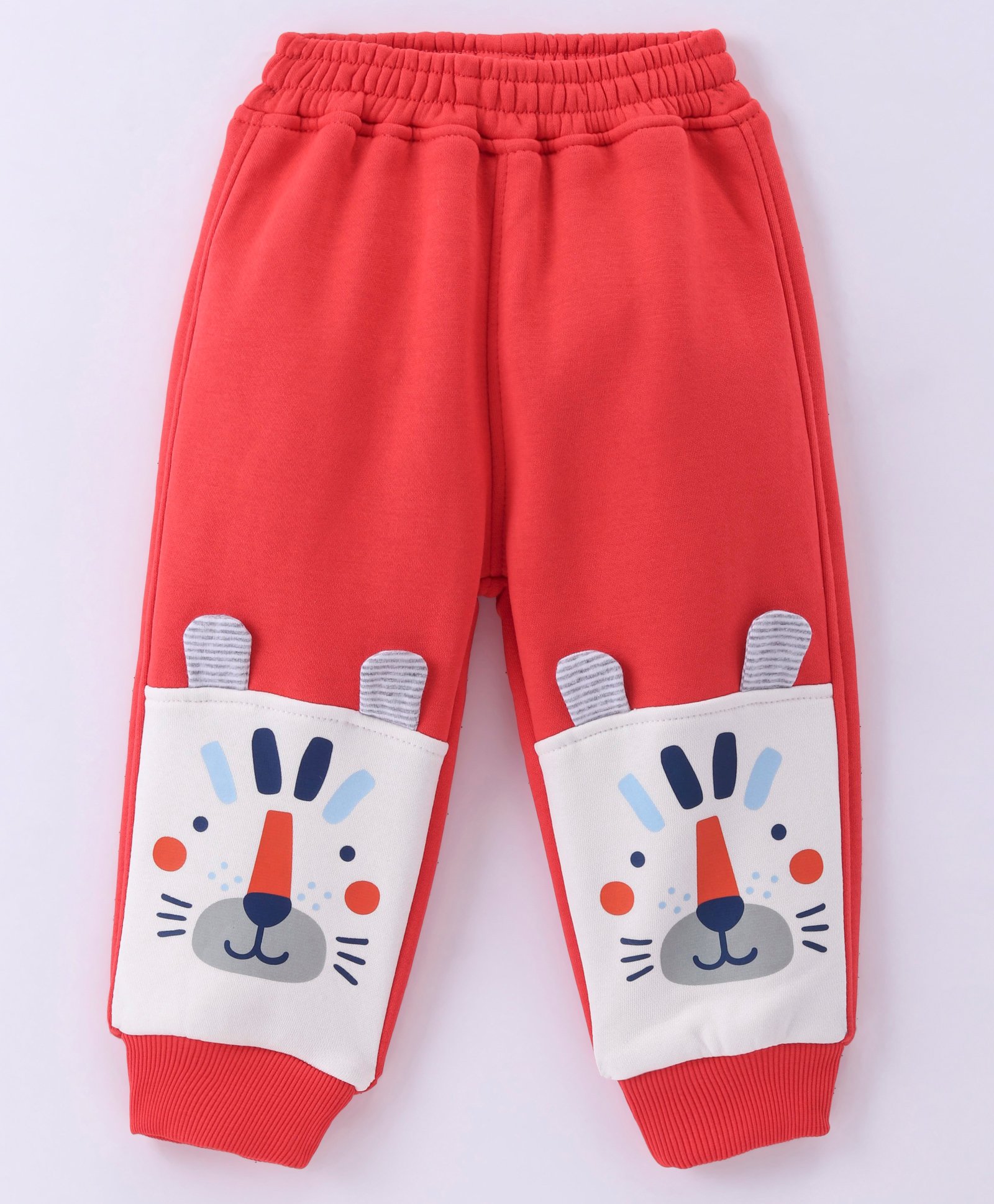Little Kangaroos Cotton Knit Full Length Fleece Pant with Animal Applique - Coral-image-28