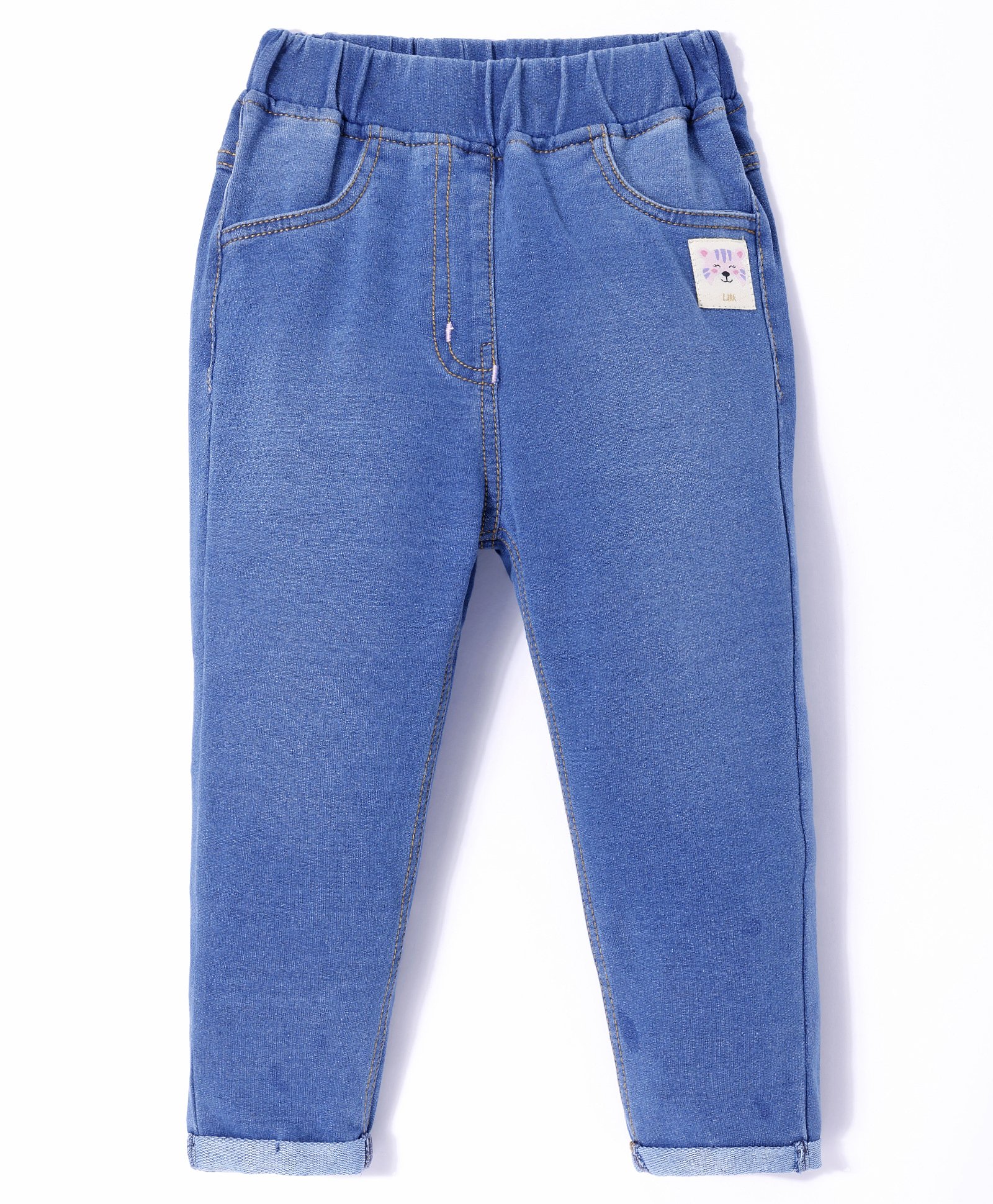 Little Kangaroos Cotton Full Length Denim Jeans with Animal Patch - Light Blue-picture-22