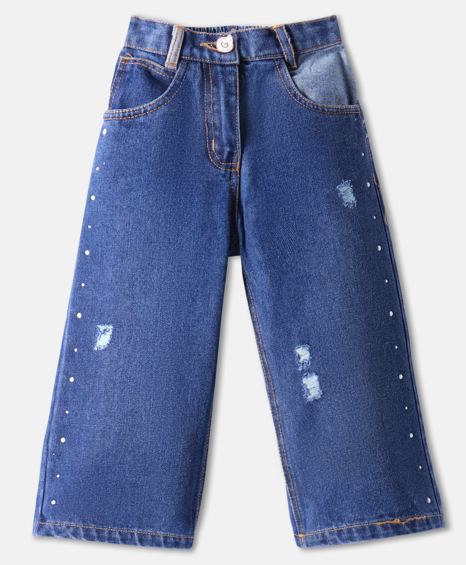 Little Kangaroos Cotton Full Length Solid Color Denim Jeans - Navy Blue-picture-38