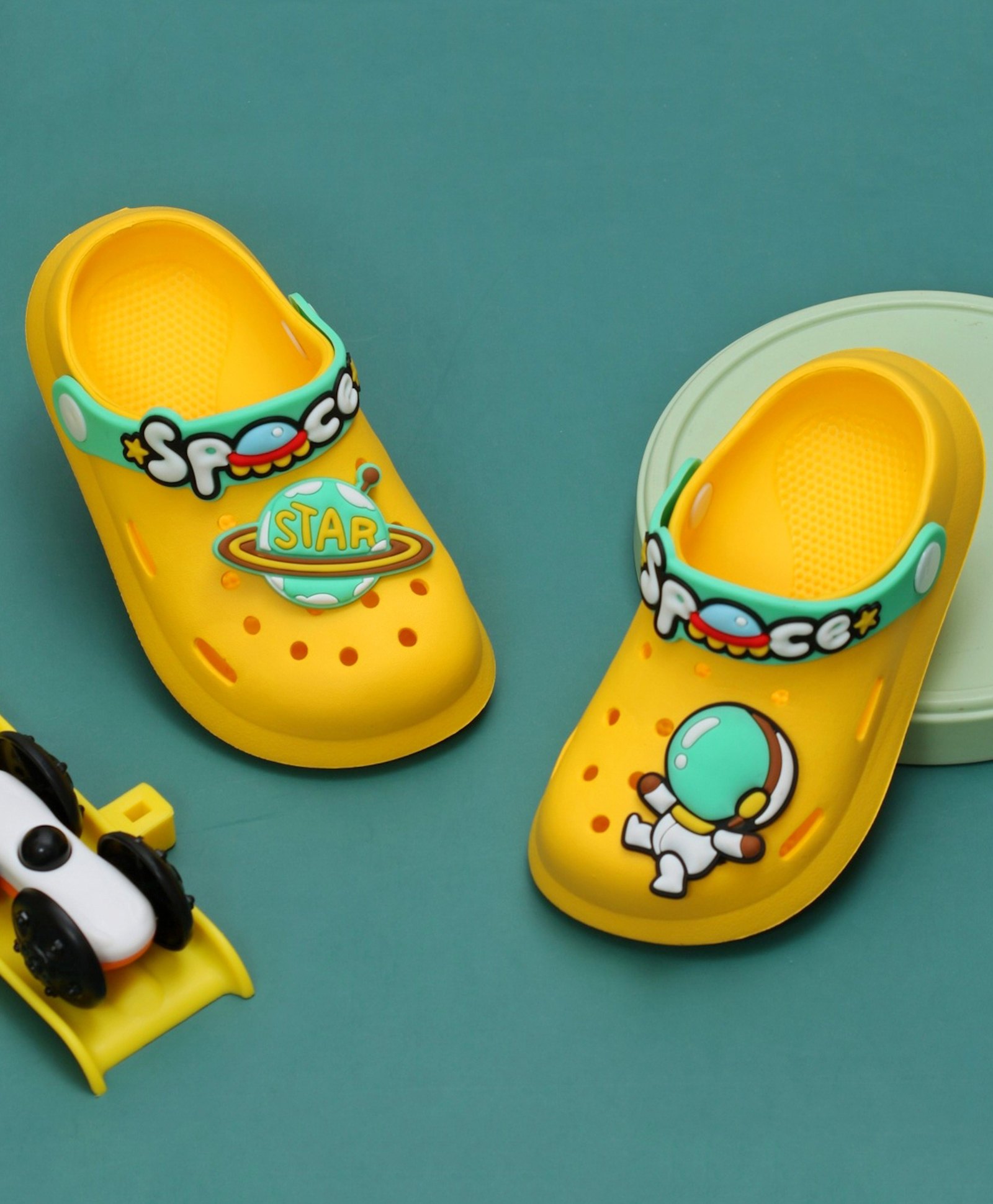 Yellow Bee Space Theme Applique Detailed Clogs - Yellow-picture-24