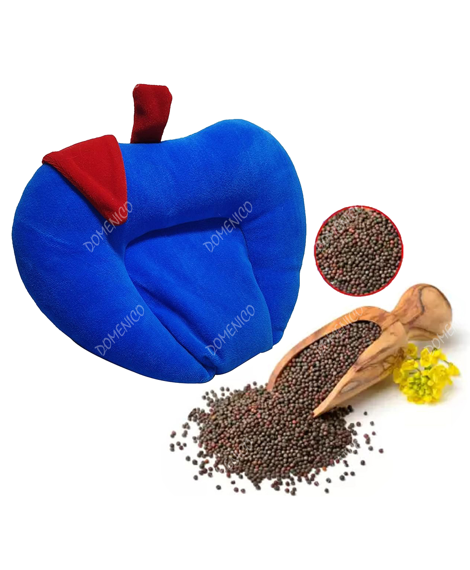 Fantasy India Apple Shape Soft Fabric New Born Baby Head Shaping Pillow with Mustard Seeds/Baby Rai Pillow for 0-12 Months Blue-image-26