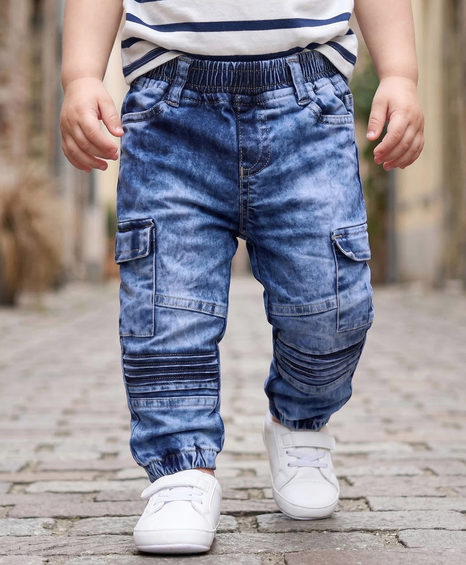Babyoye Woven Full Length Solid Denim Jeans - Blue-image-6