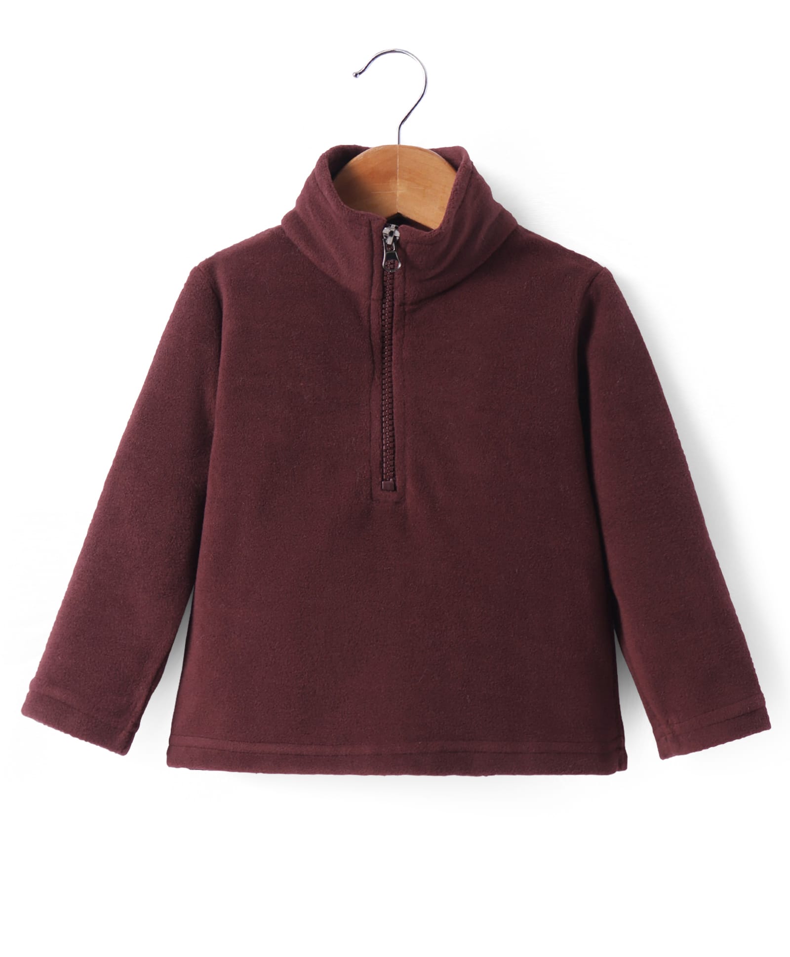 Kanvin Fleece Woven Full Sleeves Solid Colour Sweatshirt - Maroon-picture-14