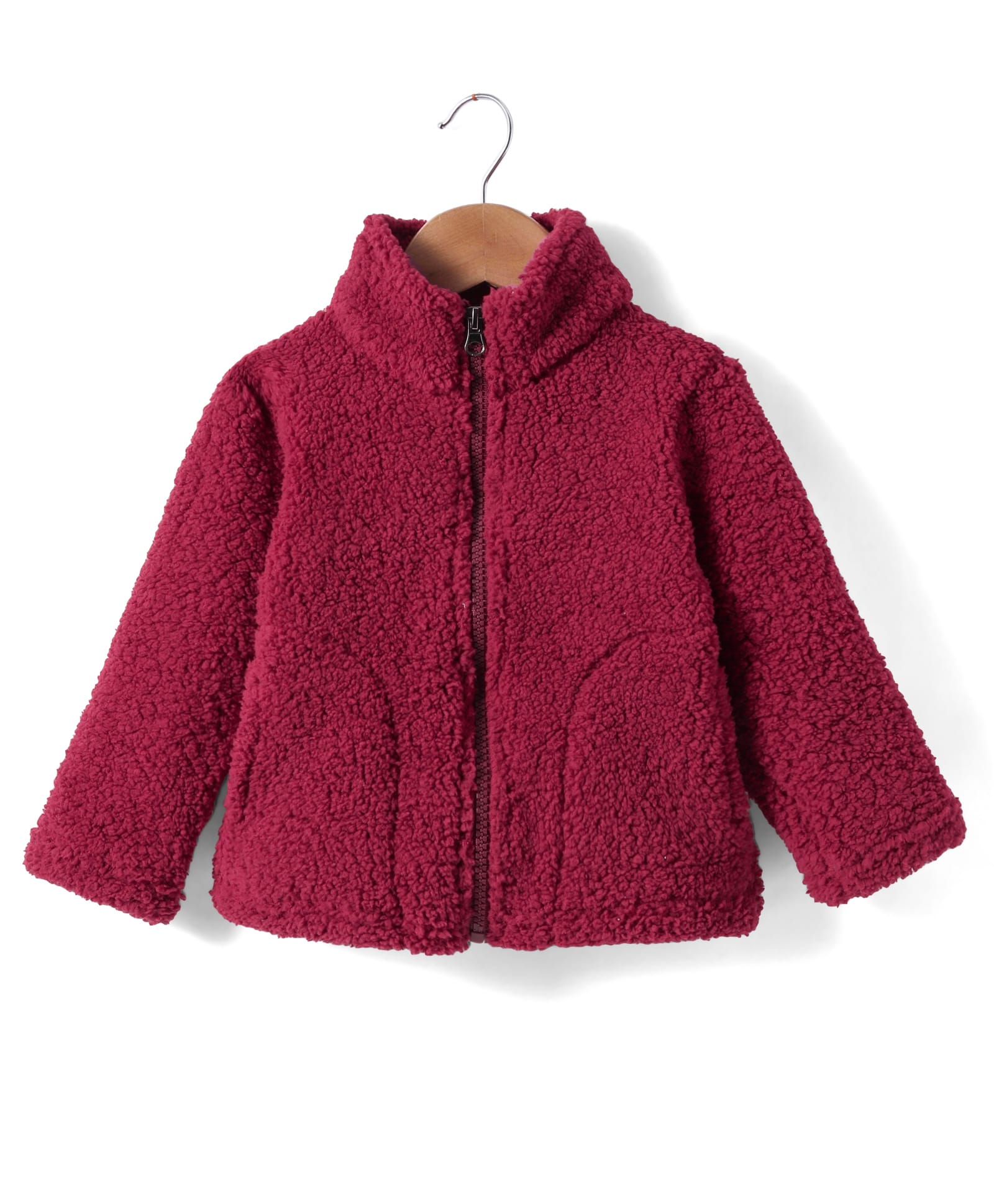 Kanvin Fleece Woven Full Sleeves Solid Colour Winter Jacket - Wine-picture-37