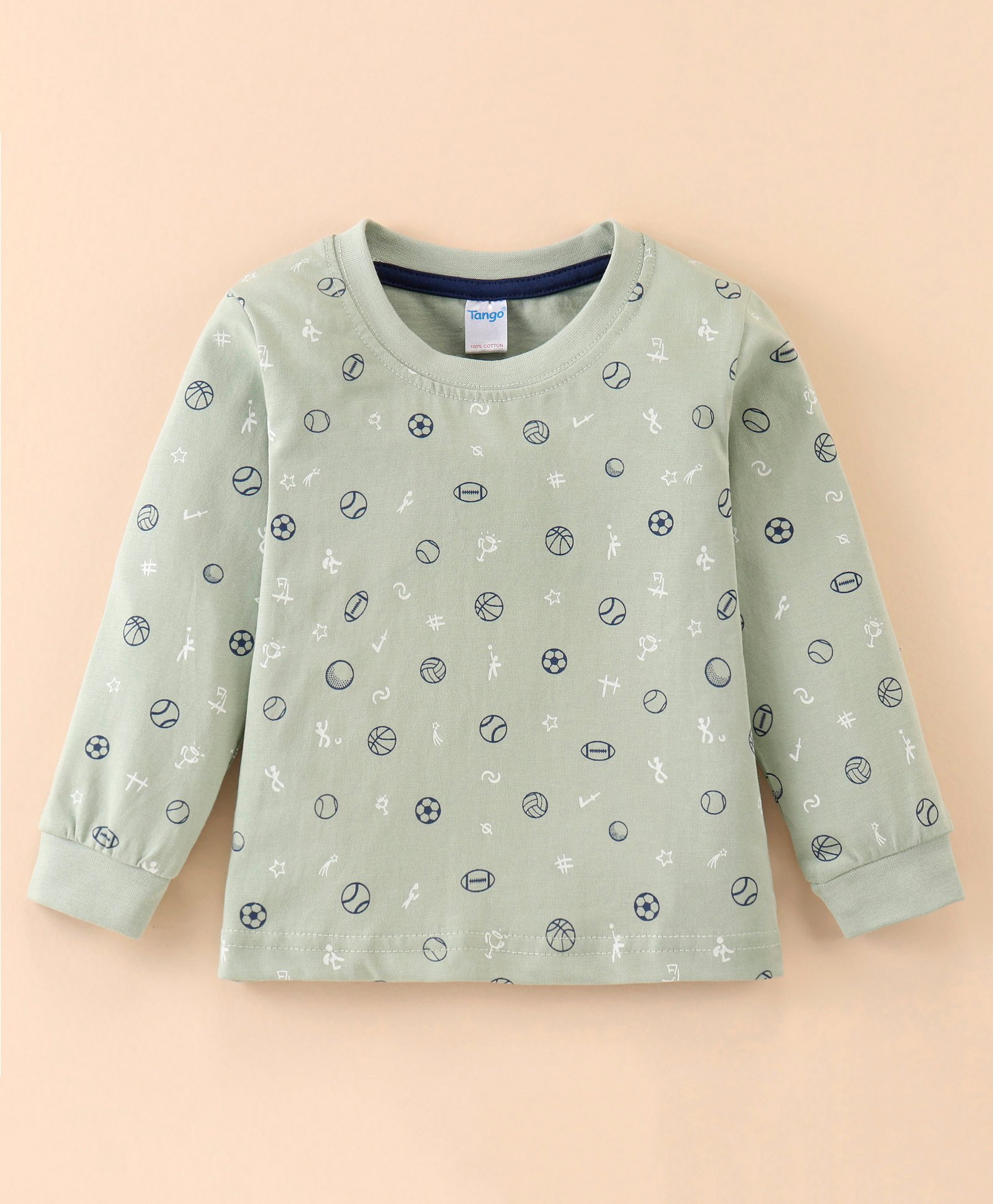 Tango Single Jersey Knit Full Sleeves T-Shirt with Football Print - Green-picture-23