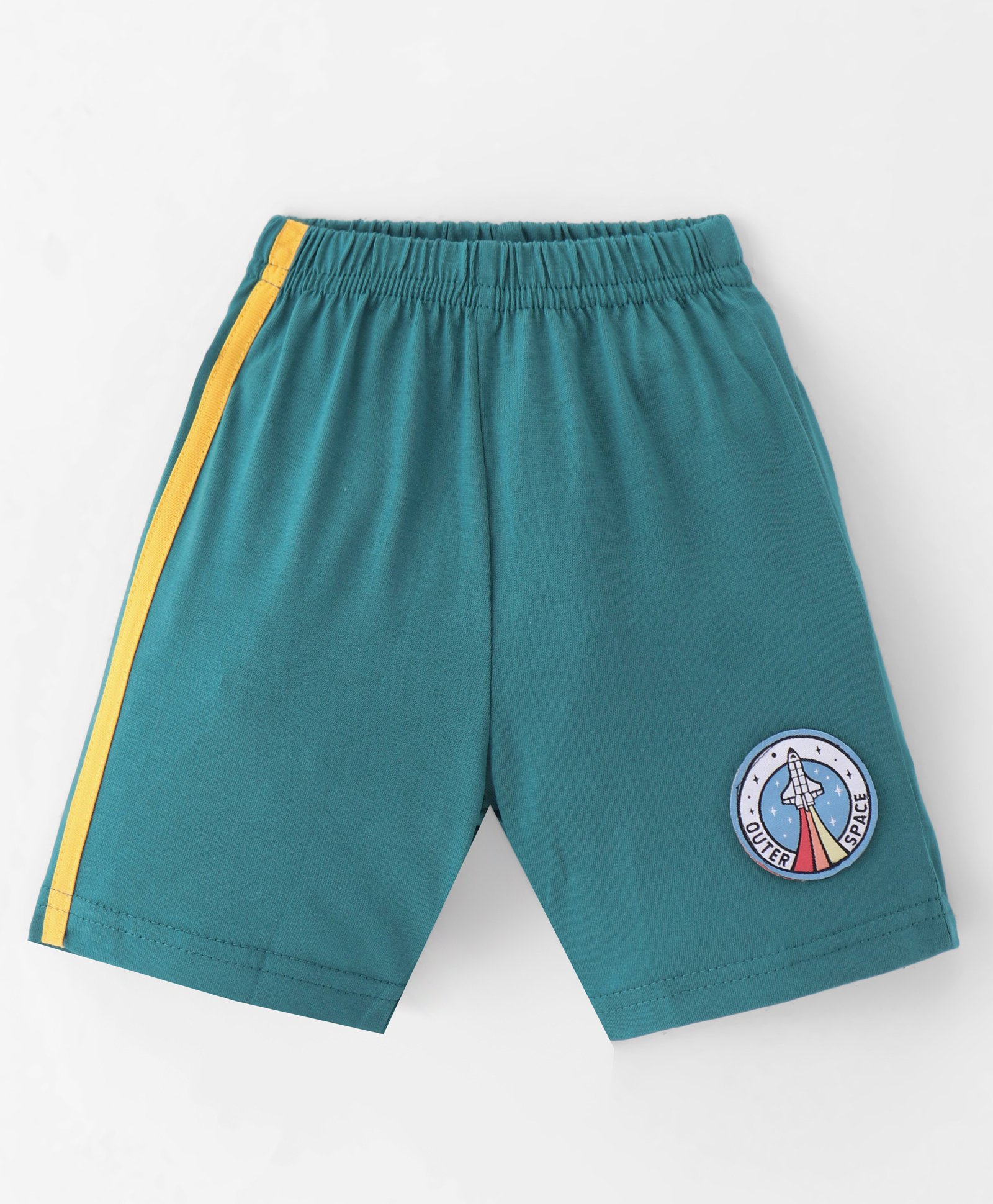 Tango Single Jersey Knit Above Knee Length Shorts with Rocket Patch - Midnight Green-image-32