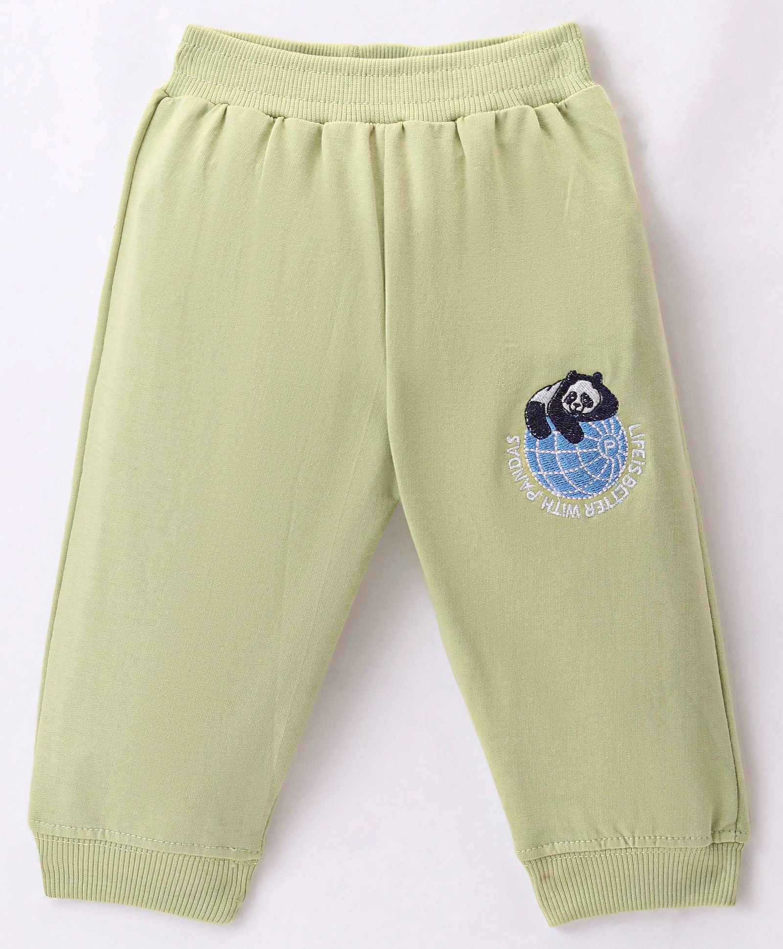 Tango Looper Cotton Knit Full Length Lounge Pant with Panda Embroidery - Peach-picture-27
